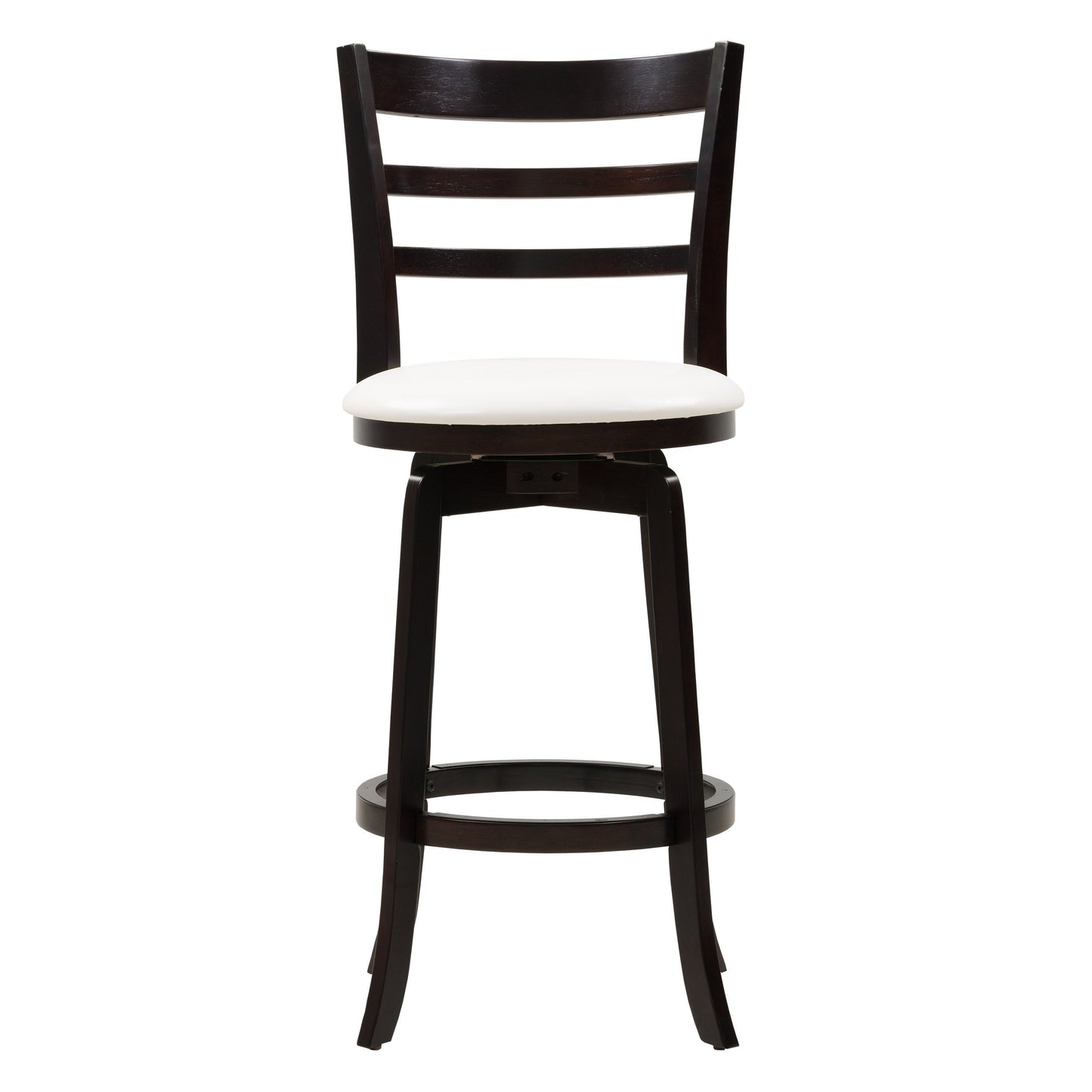 Natural wood bar stool with curved backrest, sleek black metal legs, and footrest. Ideal for modern kitchens or bars. Features a smooth finish and ergonomic design for comfort and style.