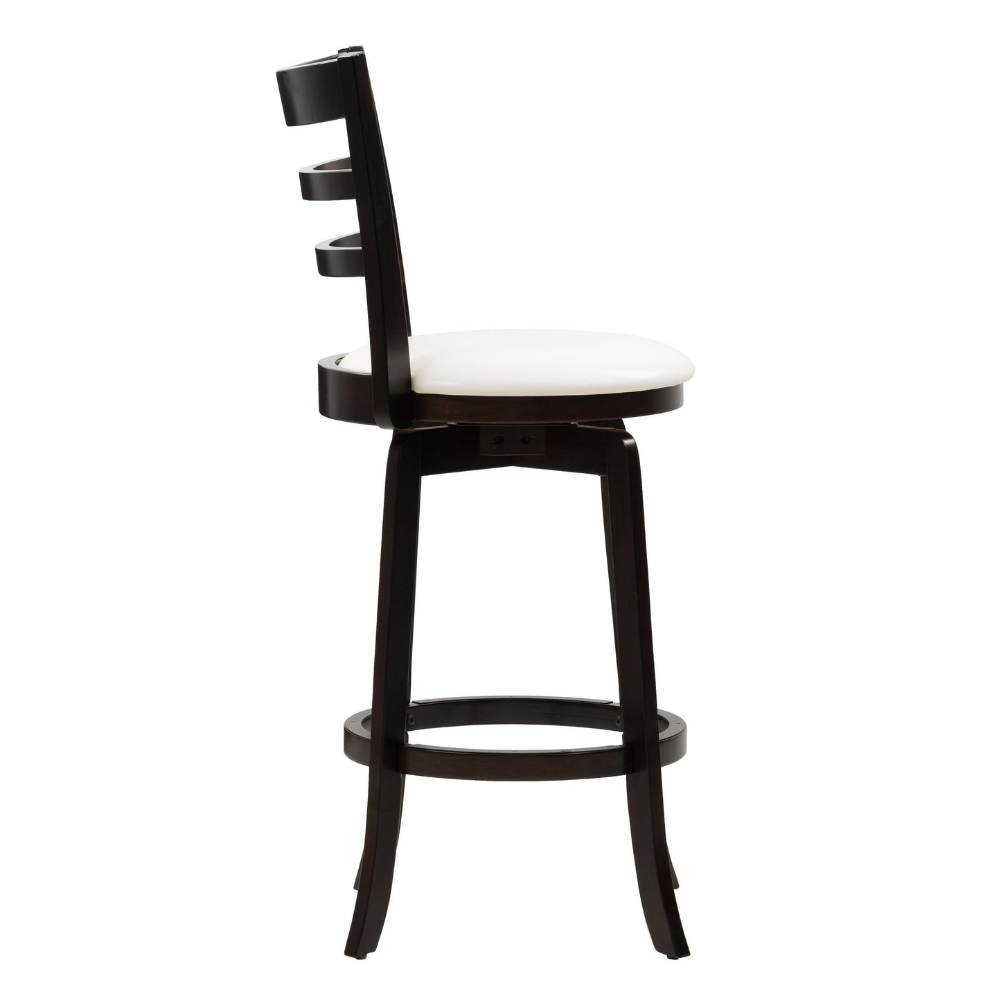 Natural wood bar stool with sleek black metal legs, featuring a curved backrest and footrest for added comfort. Ideal for modern kitchens or home bars. Durable and stylish, perfect for contemporary decor.