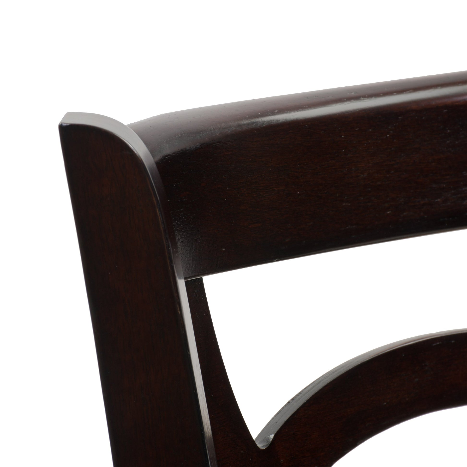 Natural wood bar stool with sleek design, featuring a curved backrest and sturdy legs. The stool has a smooth, light brown finish and a comfortable, rounded seat, perfect for kitchen counters or home bars.