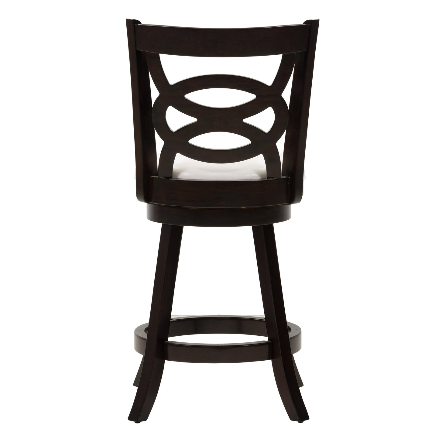 Dark wooden bar stool with a sleek black metal frame, featuring a curved backrest and a cushioned seat for comfort, ideal for modern kitchen counters or home bars.