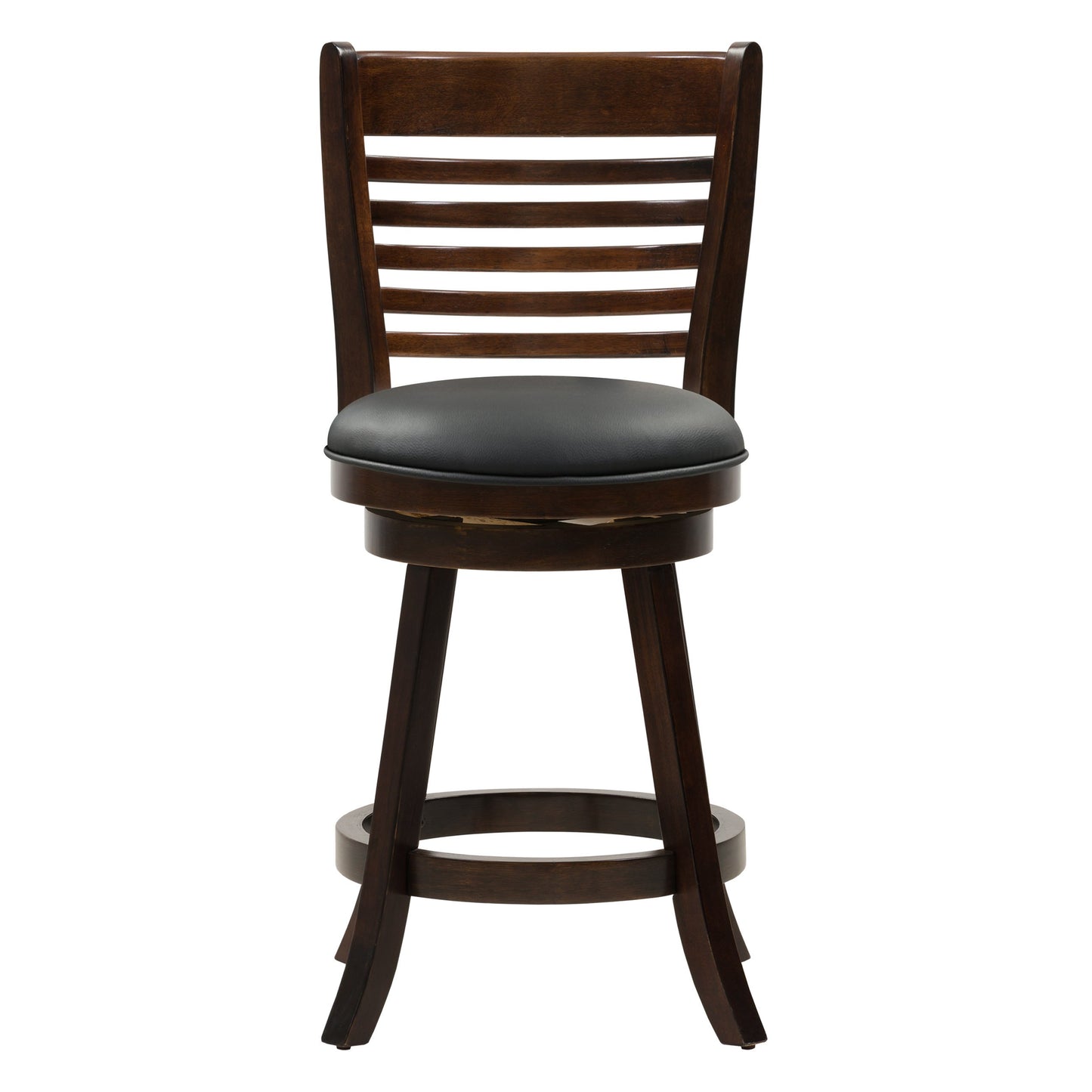 Set of 2 modern counter height bar stools with black metal frame and dark brown wooden seat, featuring a sleek, minimalist design perfect for kitchen islands or home bars.