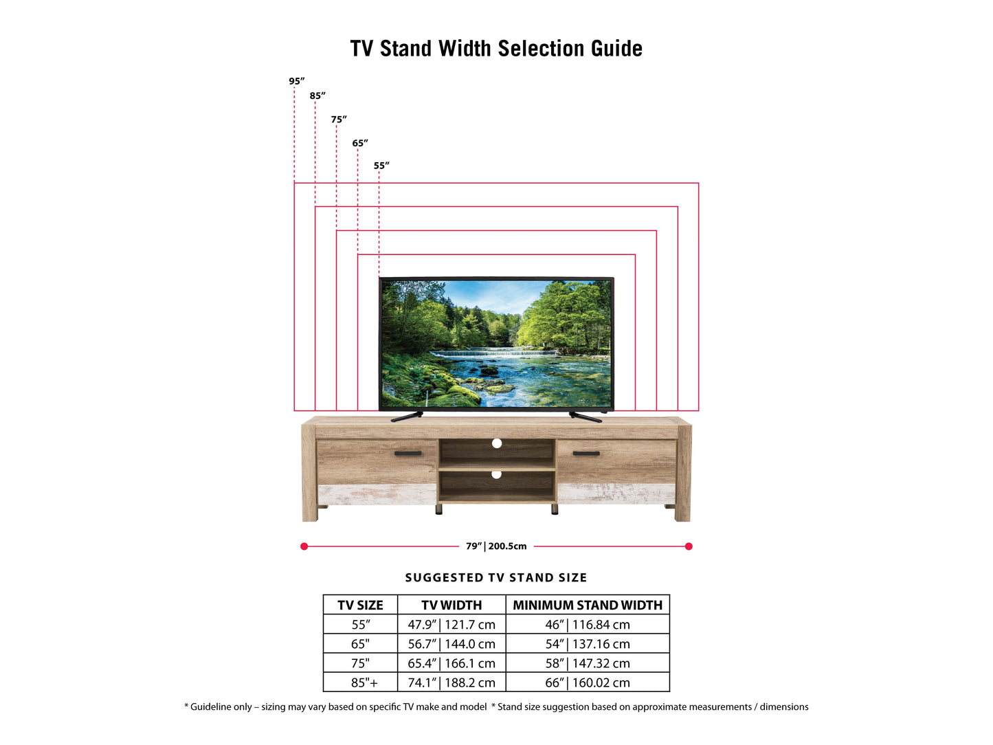 Modern TV stand with doors for TVs up to 95 inches, featuring a sleek black finish, wood grain texture, and minimalist design with ample storage. Ideal for contemporary living rooms and media centers.