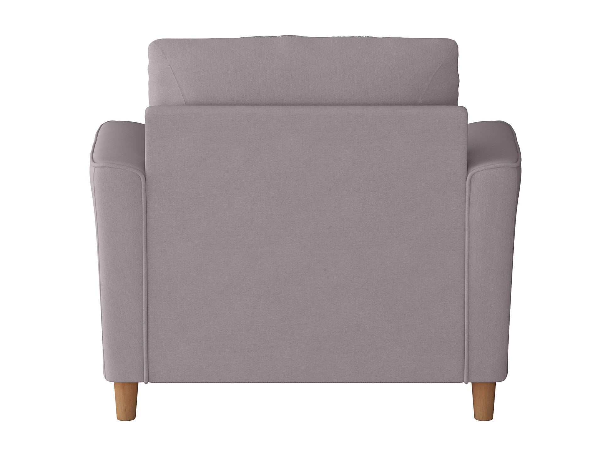 Gray upholstered armchair with tufted backrest, wooden legs, and plush cushions. Ideal for living room or lounge, offering comfortable seating and modern design.