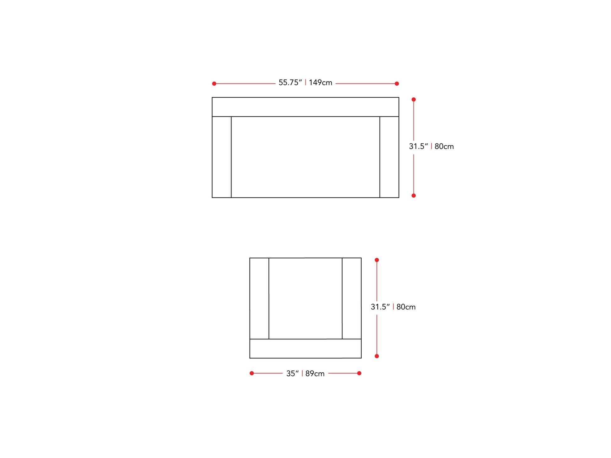 light grey 2 Seater Loveseat and Chair Set, 2 piece Caroline Collection measurements diagram by CorLiving#color_light-grey