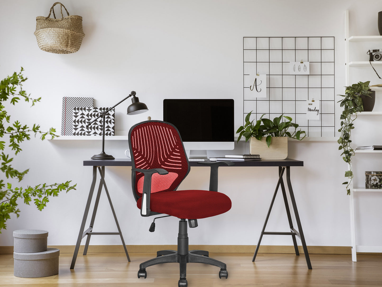Ergonomic black mesh office chair with adjustable armrests, lumbar support, and rolling wheels on a sleek chrome base. Ideal for home or office use, offering breathable comfort and modern design for productivity.