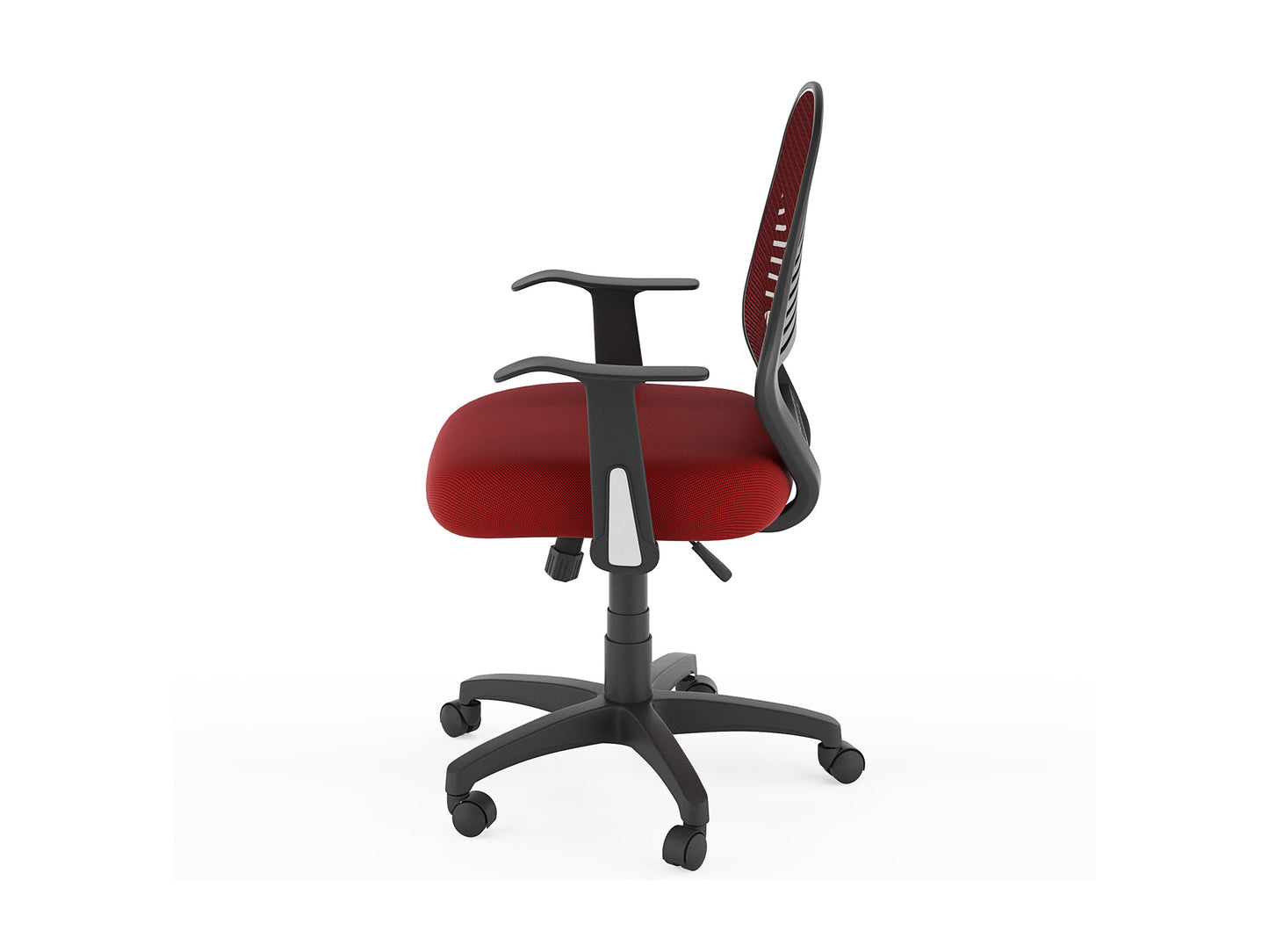 Ergonomic black mesh office chair with adjustable armrests, lumbar support, and cushioned seat, ideal for home or workplace use.