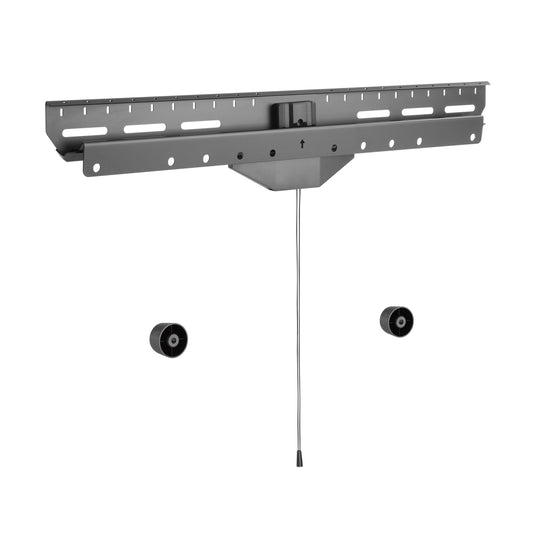 Black drywall TV mount for 37" - 80" TVs, featuring a sturdy steel frame with adjustable brackets and a sleek, low-profile design, suitable for modern living rooms and home theaters.