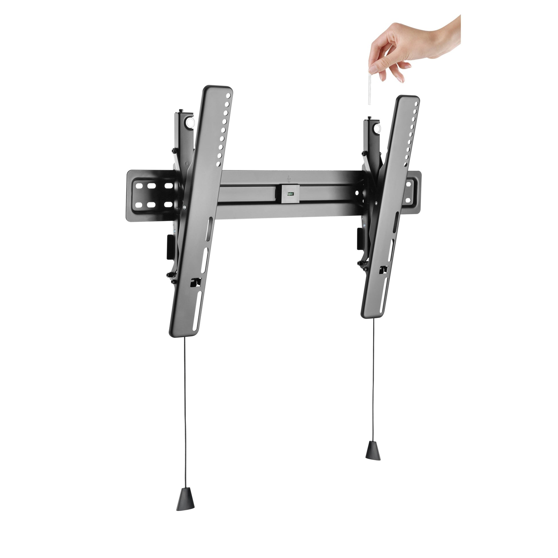 Tilting TV wall mount for 37" - 70" TVs, heavy-duty steel construction, black finish, adjustable tilt angles, secure mounting brackets, and easy installation hardware.