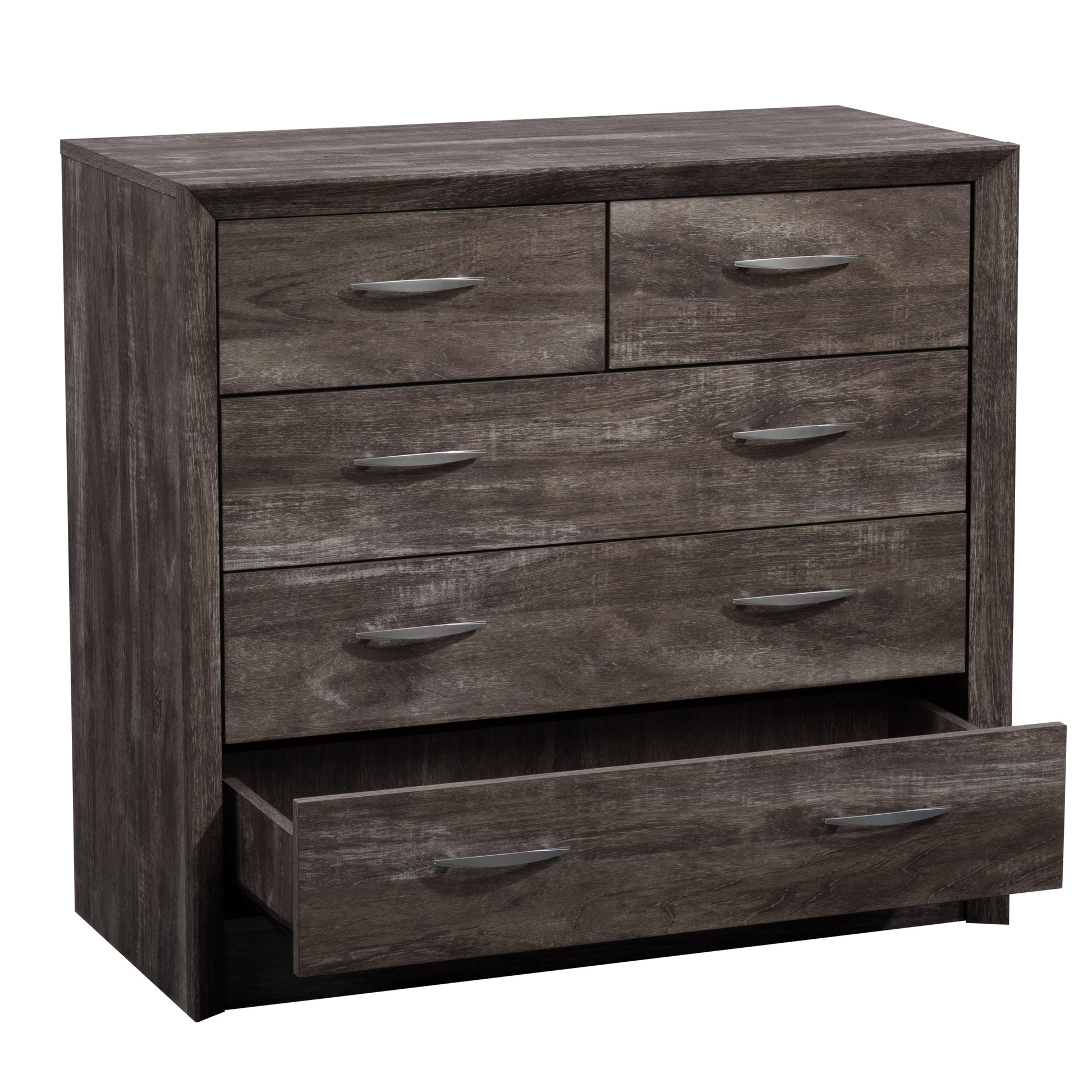 Mid century modern dresser with six walnut wood drawers, brass handles, and tapered legs. Features a sleek, minimalist design with a smooth finish, perfect for contemporary or vintage-inspired interiors.