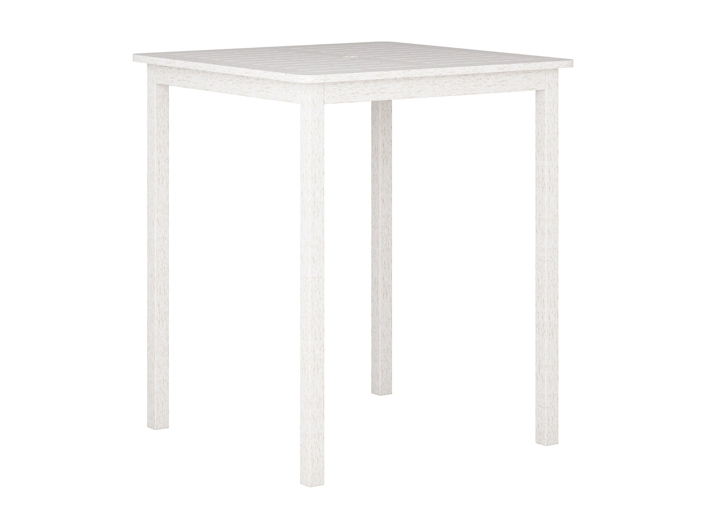 Modern 5-piece patio bar set featuring a sleek black metal frame, four cushioned bar stools with beige fabric seats, and a rectangular glass-top bar table for outdoor use.