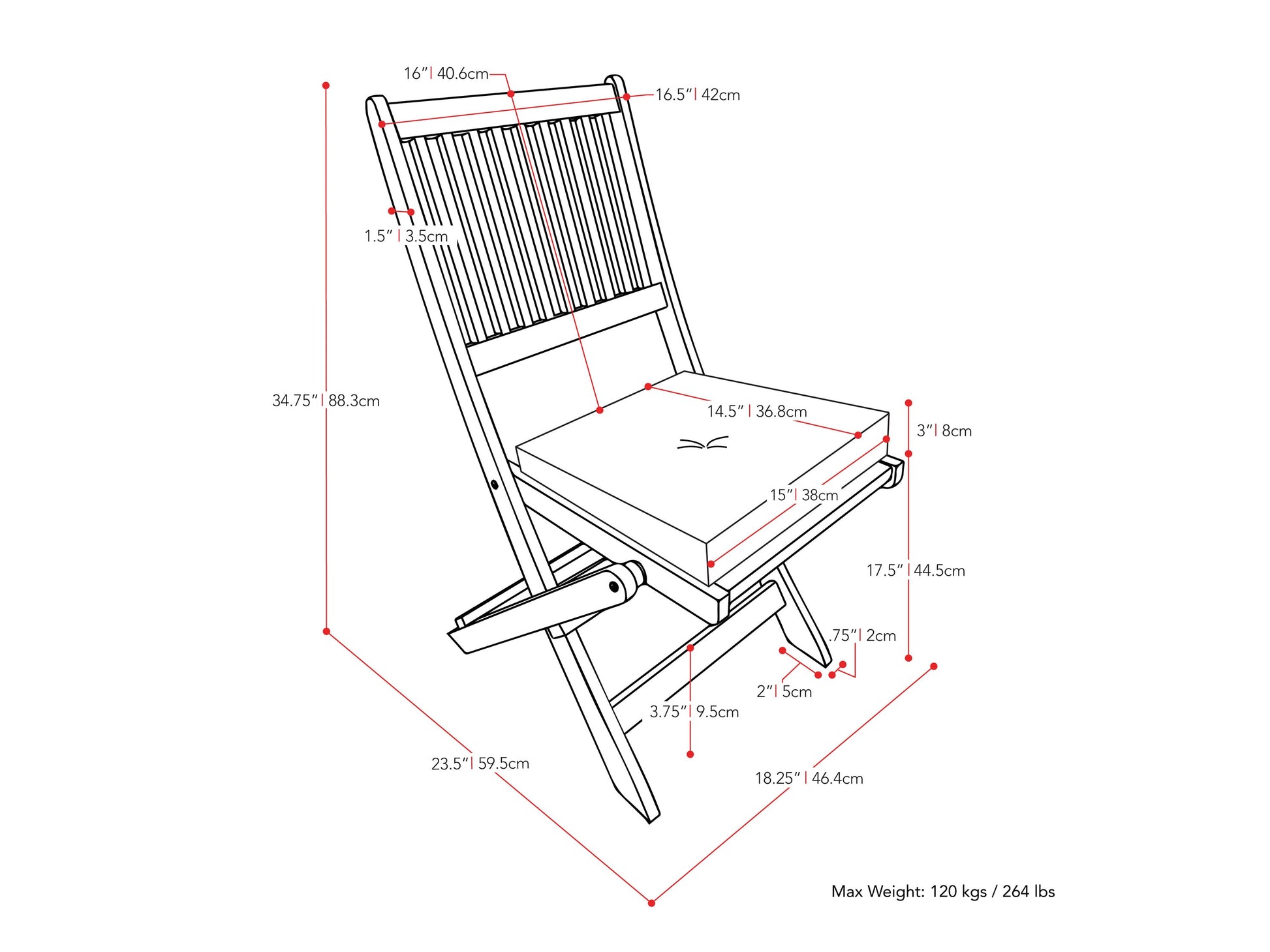 Brown outdoor wood folding patio chairs set of 2, featuring slatted seats and backs, sturdy construction, and a foldable design for easy storage, perfect for garden, deck, or balcony use.