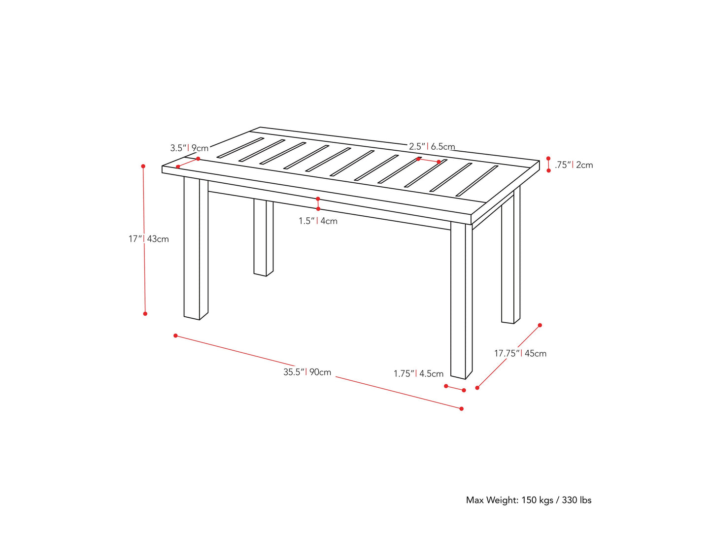 Washed white hardwood outdoor coffee table with slatted top, sturdy legs, and weather-resistant finish, perfect for patio or garden use.