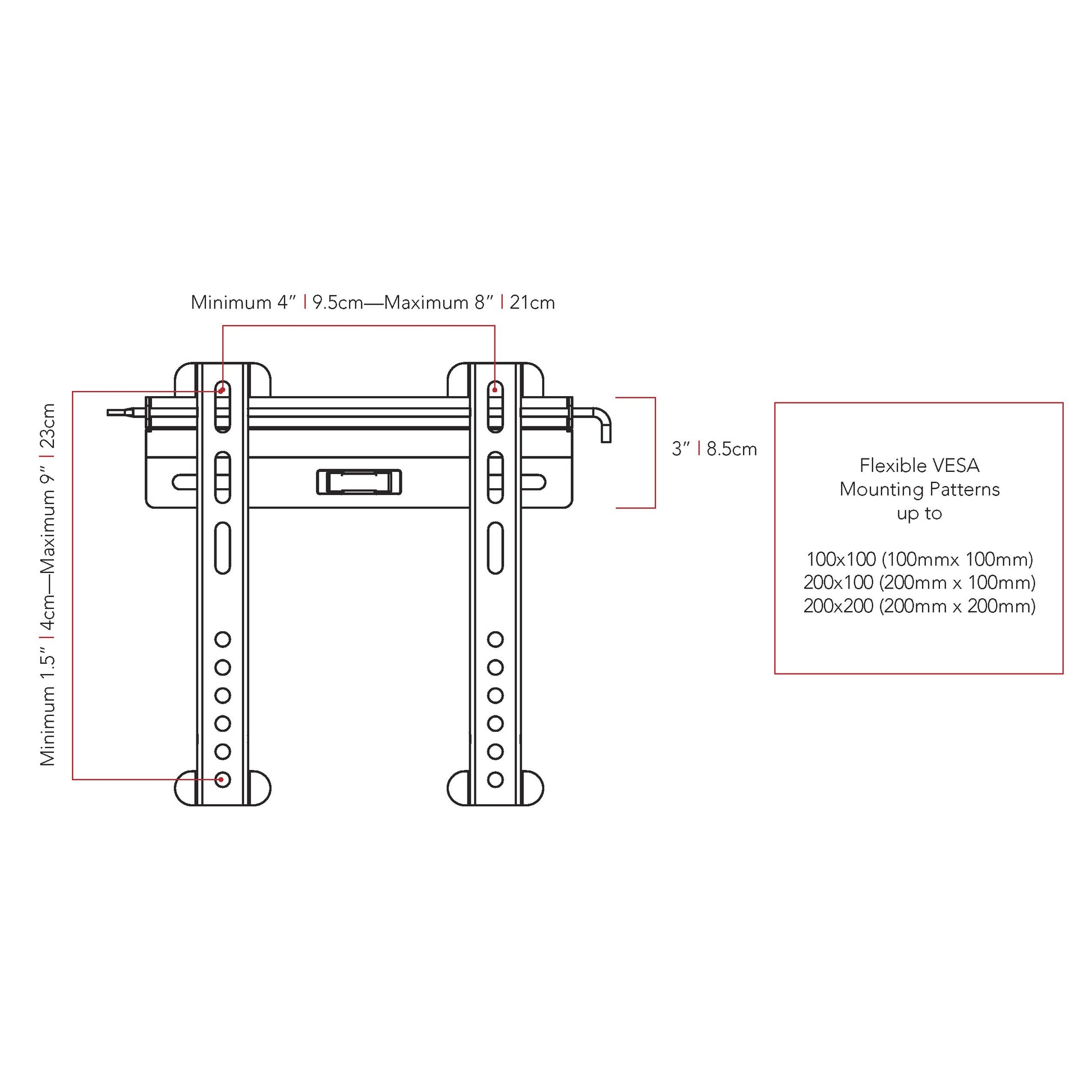 Fixed TV wall mount for 18" - 32" TVs, black metal, slim profile, durable construction, easy installation, secure fit, compatible with VESA patterns, ideal for home or office use.
