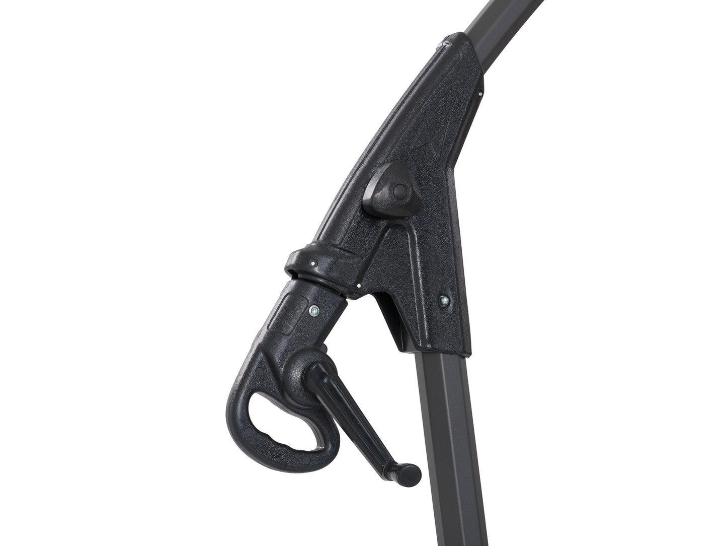 Black cantilever patio umbrella with sturdy base, featuring a large rectangular canopy for ample shade, adjustable height, and durable weather-resistant materials, perfect for outdoor spaces and garden lounging.