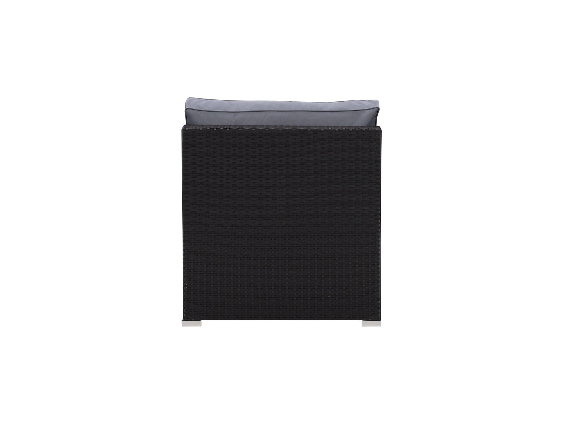 Brown wicker patio chair with beige cushions, featuring a sturdy aluminum frame, woven texture, and armrests. Ideal for outdoor use on patios, gardens, or balconies. Durable, stylish, and comfortable seating solution.