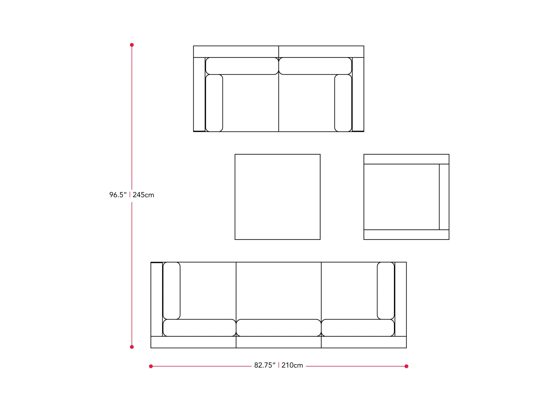 Outdoor sofa set, 7-piece, featuring a sleek grey aluminum frame with plush grey cushions and a modern, minimalist design. Ideal for patio conversations, includes a coffee table with a glass top.