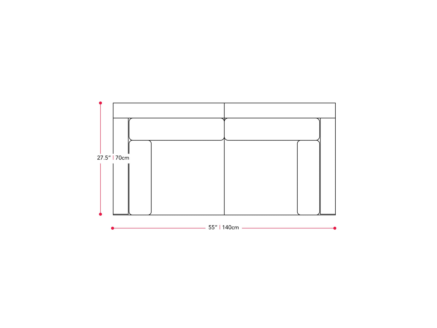 blended grey weave and oxford blue Outdoor Loveseat, 2pc Parksville Collection measurements diagram by CorLiving#color_blended-grey-weave-and-oxford-blue