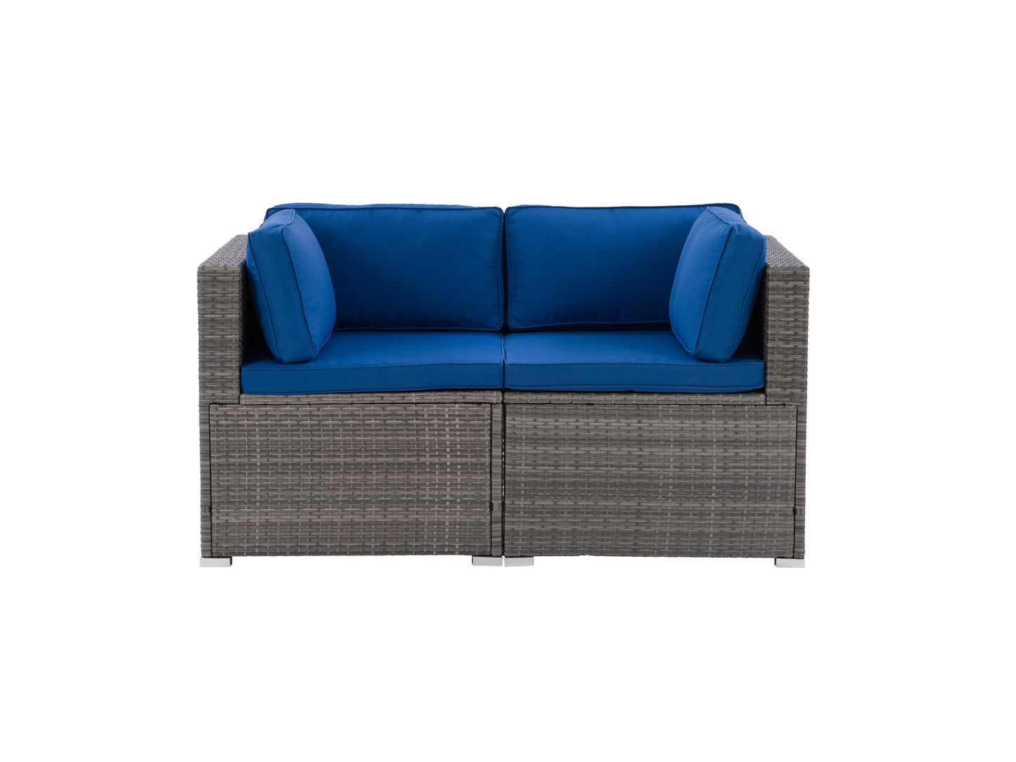 blended grey weave and oxford blue Outdoor Loveseat, 2pc Parksville Collection product image by CorLiving#color_blended-grey-weave-and-oxford-blue