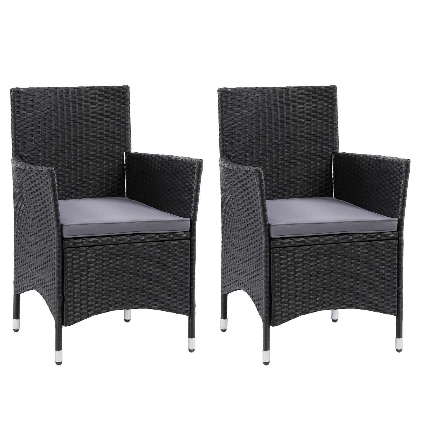 Natural wicker patio armchairs set of 2 with beige cushions, curved armrests, and sturdy metal frames, ideal for outdoor seating on decks, gardens, or patios.