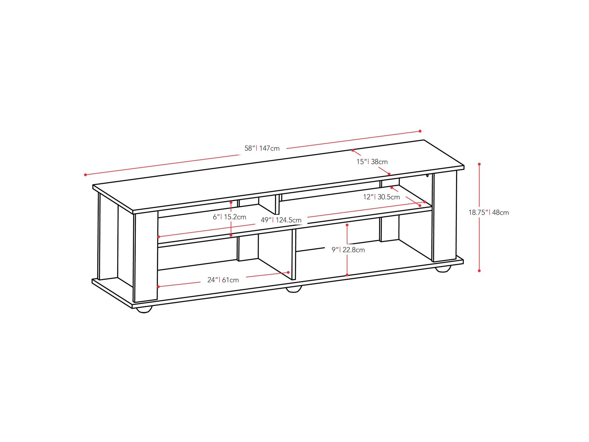 Black wood TV stand for TVs up to 75 inches, featuring sleek design with open shelving, two cabinets with glass doors, and a sturdy build. Ideal for modern living rooms, providing ample storage and style.