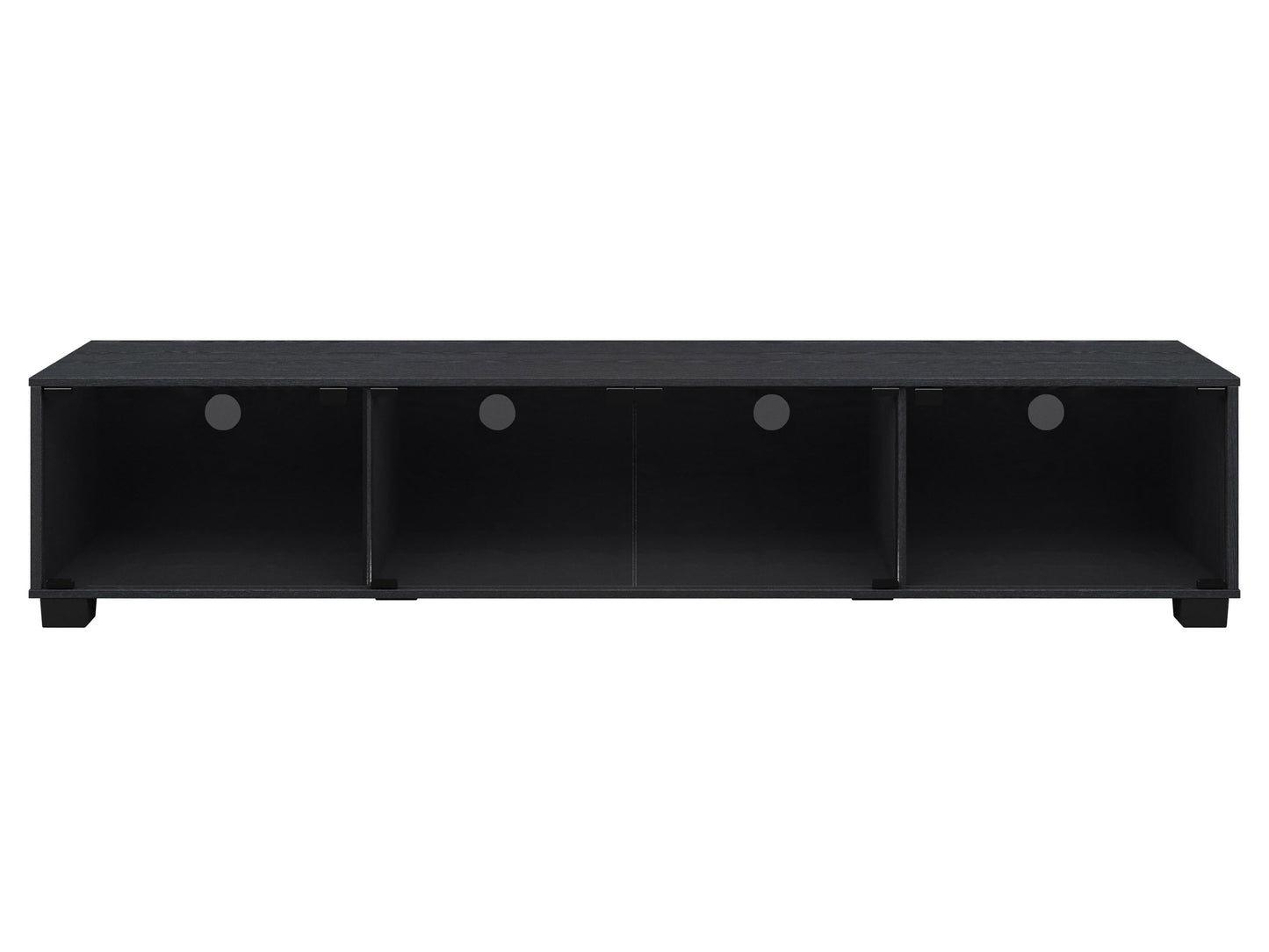 Black glass TV stand with chrome legs, three-tier shelving, and cable management system, fits TVs up to 85 inches, modern design, sleek and durable, perfect for living rooms or entertainment spaces.