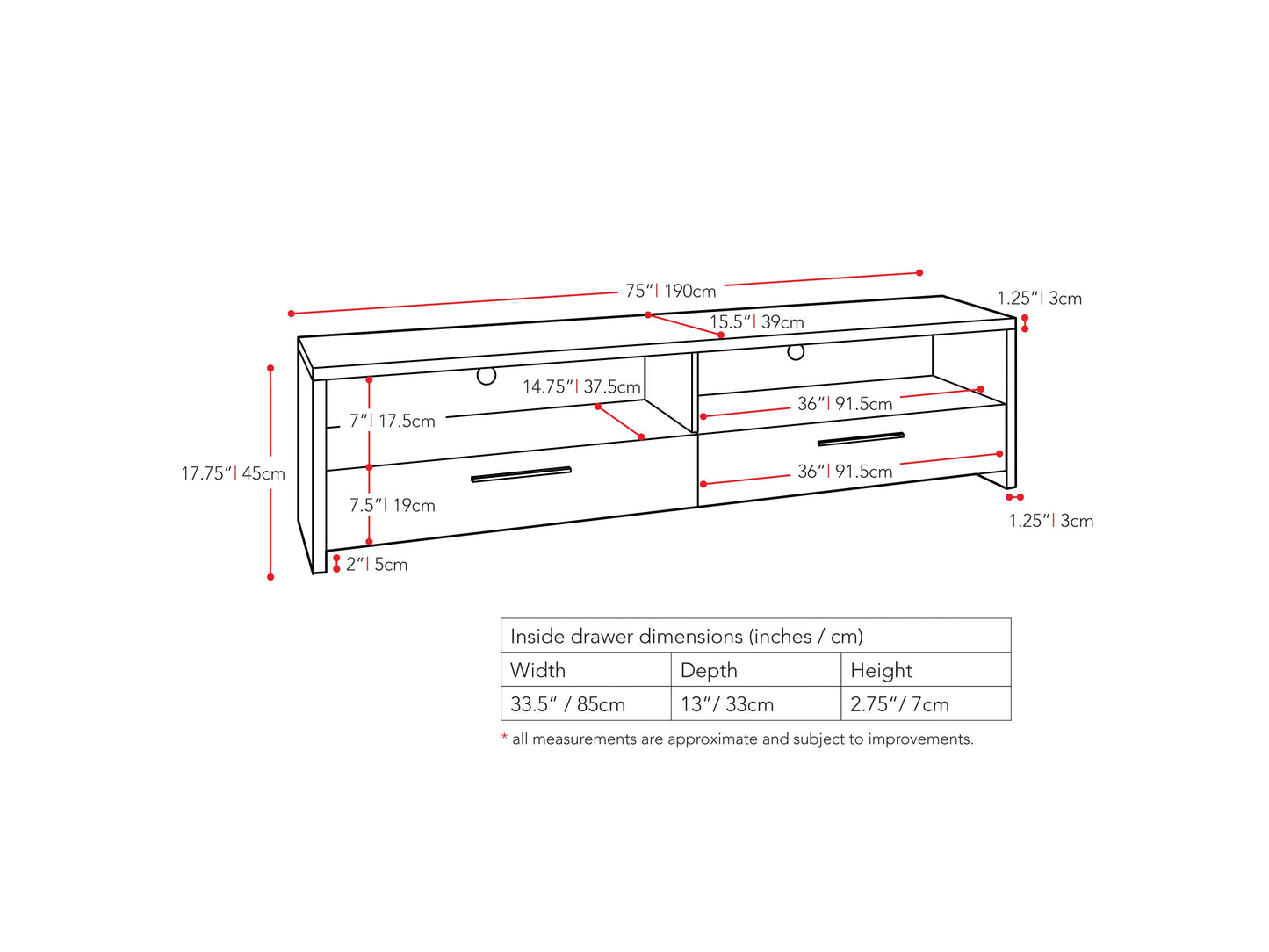 Black TV stand with sleek design, fits TVs up to 95 inches, featuring tempered glass shelves, cable management system, and sturdy metal frame for modern living rooms.
