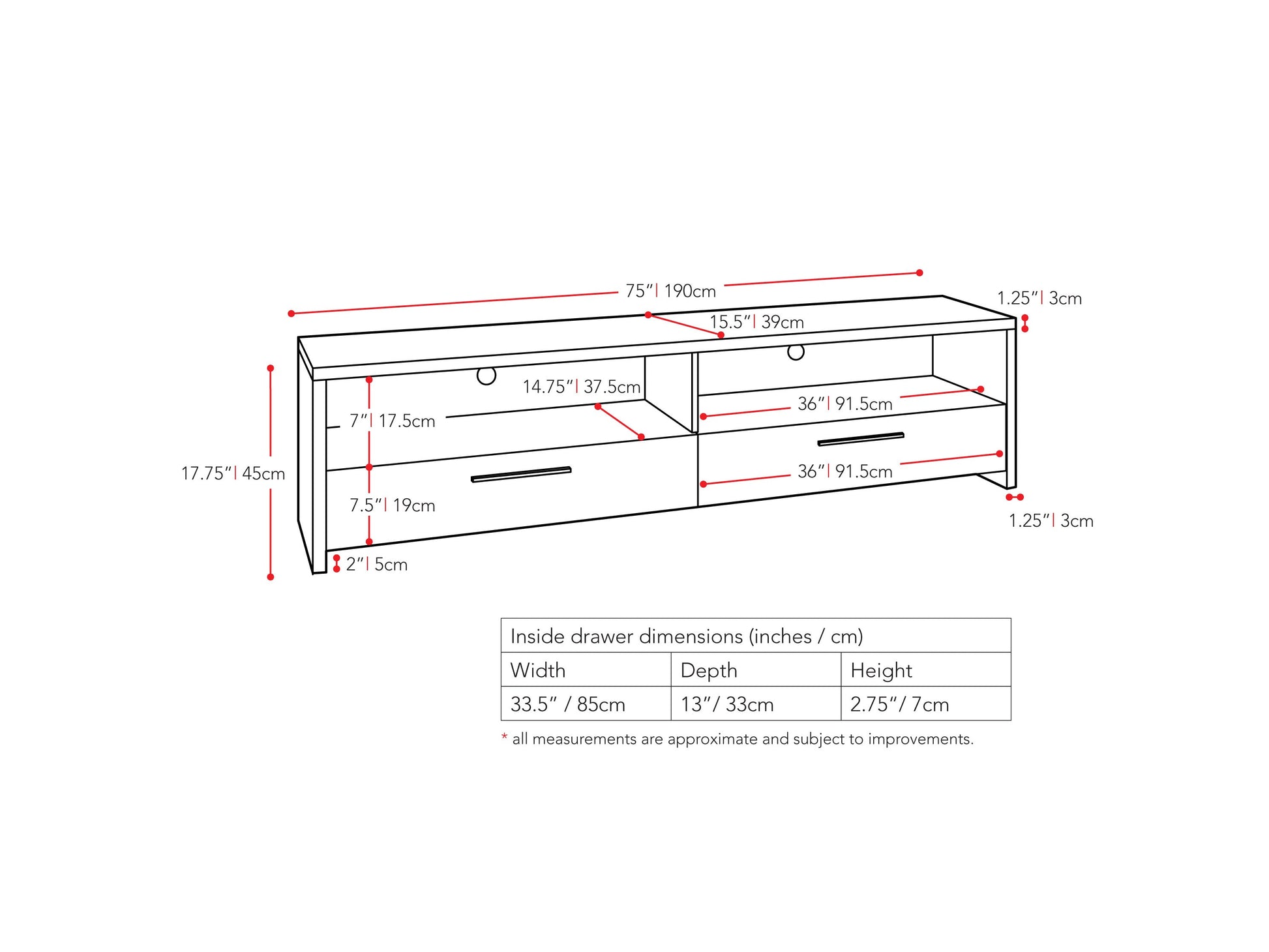 Black TV stand with sleek design, fits TVs up to 95 inches, featuring tempered glass shelves, cable management system, and sturdy metal frame for modern living rooms.