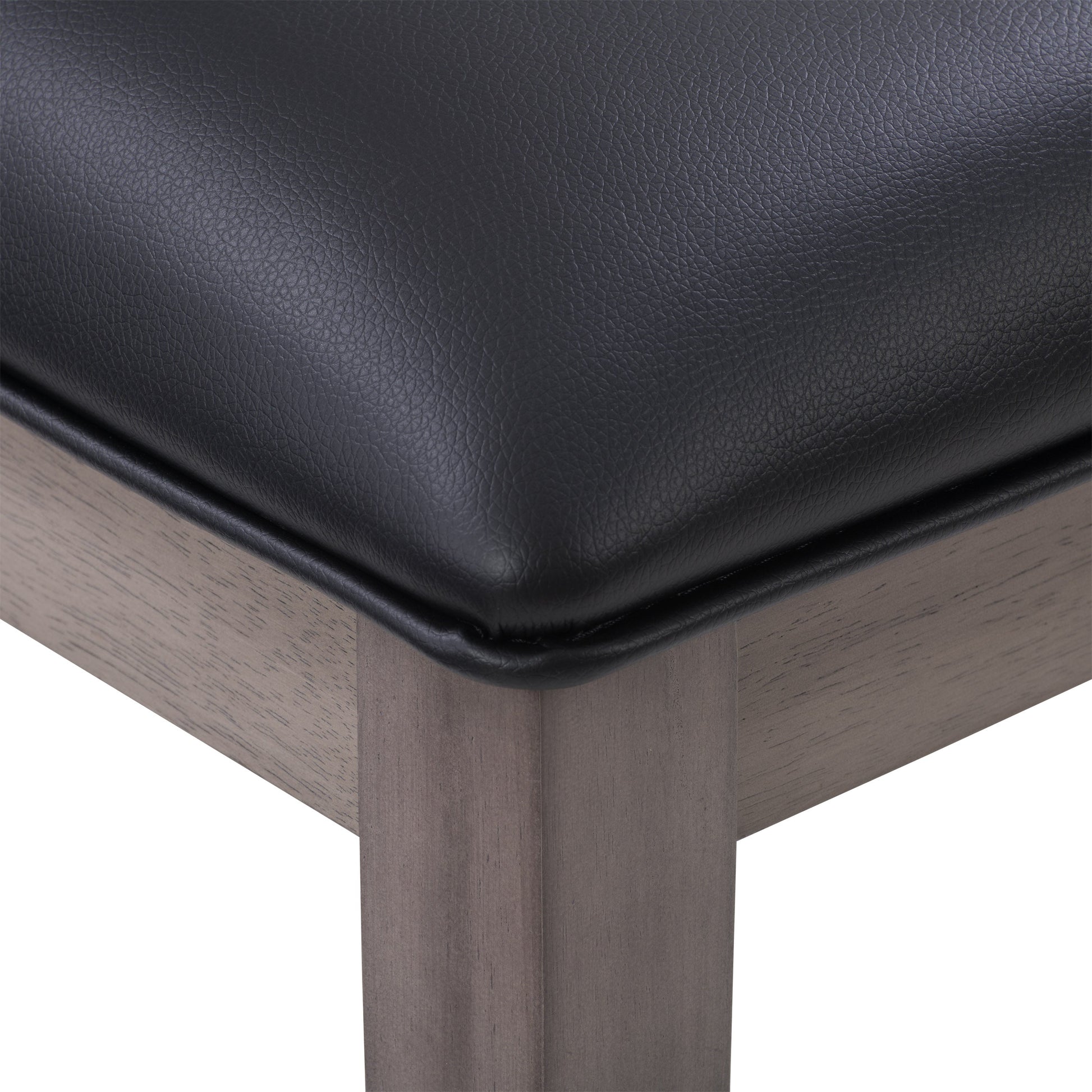 Modern counter height dining chairs set of 2 with grey upholstered seats, dark wood legs, and sleek metal footrests, perfect for contemporary dining rooms or kitchen islands.