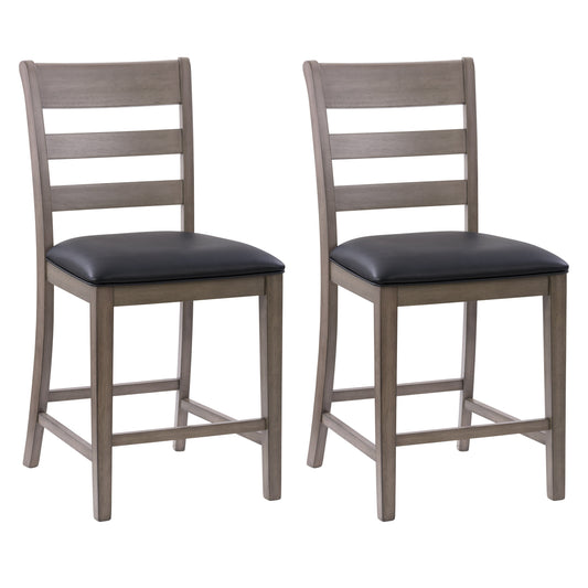 Counter height dining chairs set of 2 with white faux leather upholstery, black metal legs, and tufted backrest, perfect for modern kitchen or dining room decor.