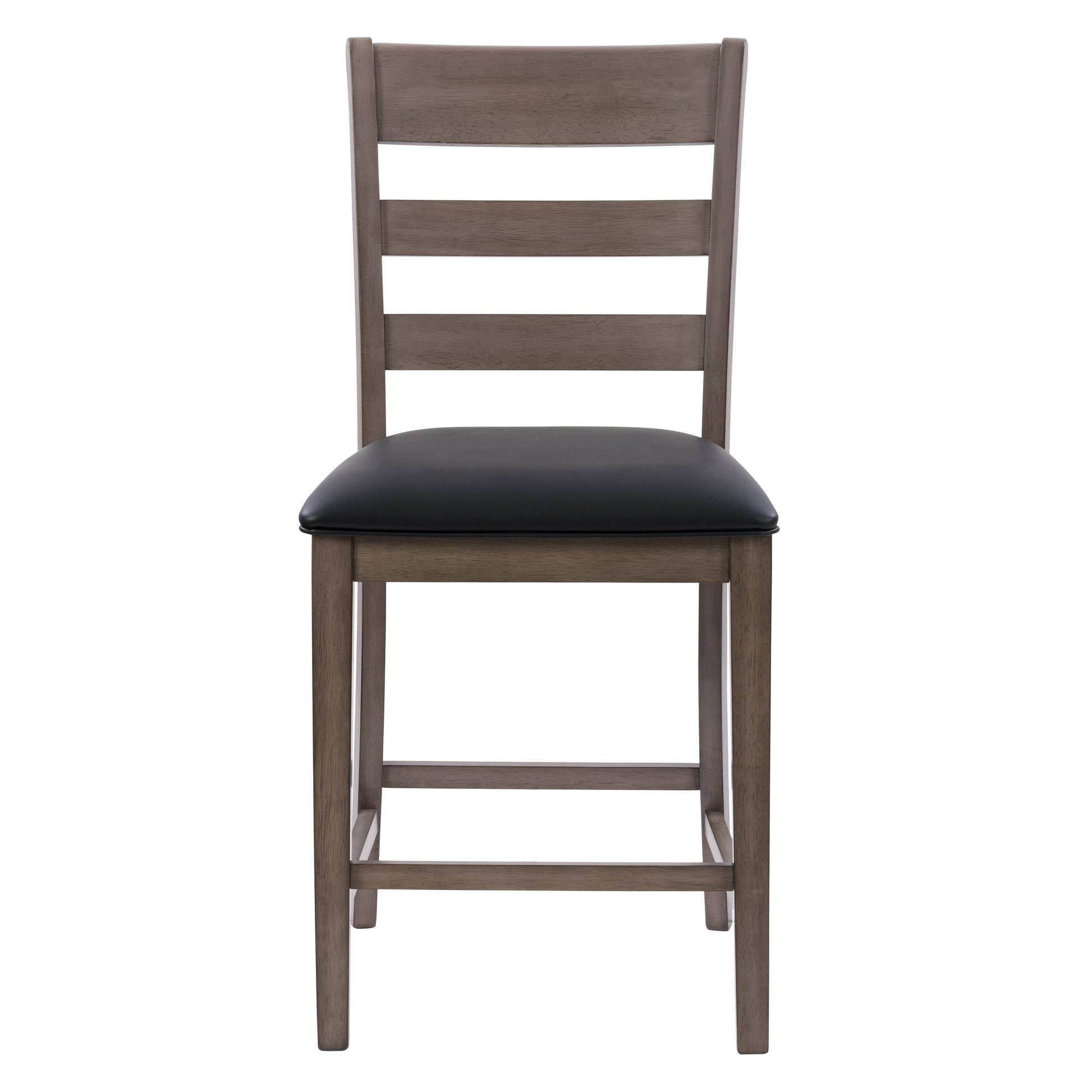 Set of 2 counter height dining chairs with cushioned seats, featuring a sleek black metal frame and beige fabric upholstery. Ideal for modern dining spaces and kitchen islands.