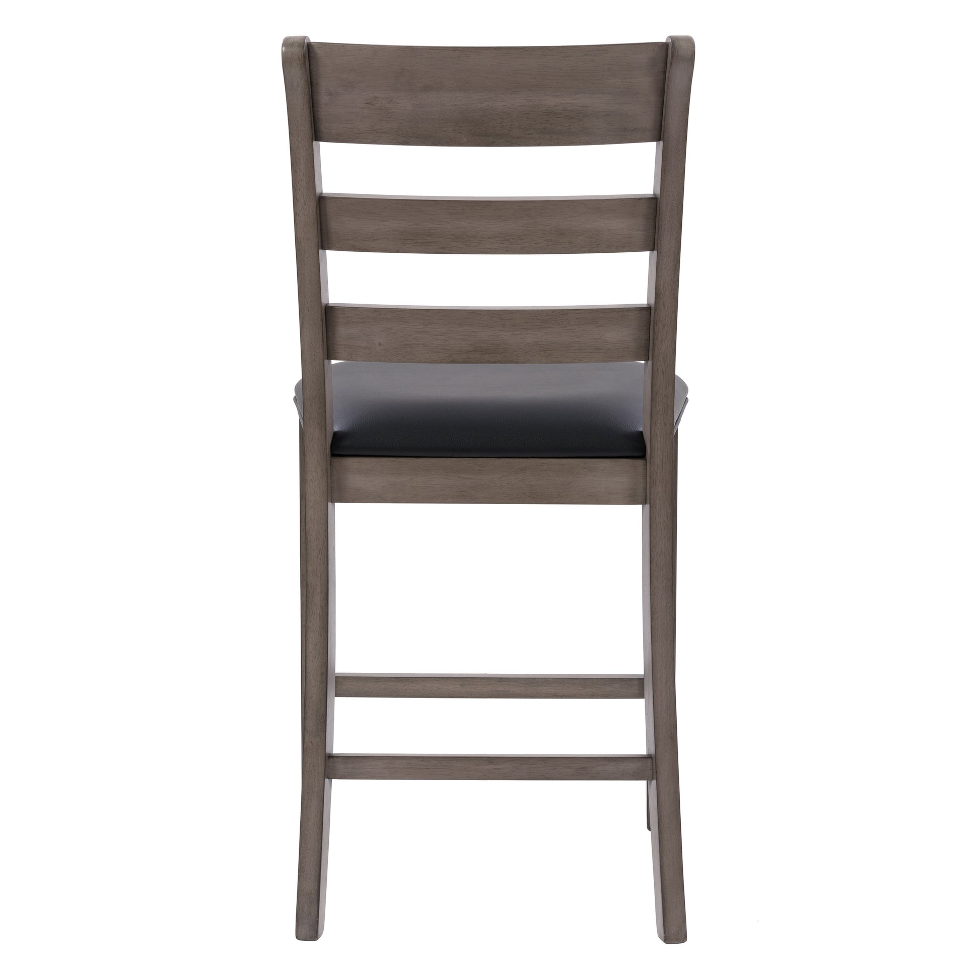 Modern counter height dining chairs set of 2, featuring sleek black metal frames, cushioned seats in beige fabric, and curved backrests with horizontal slats for added support and style.