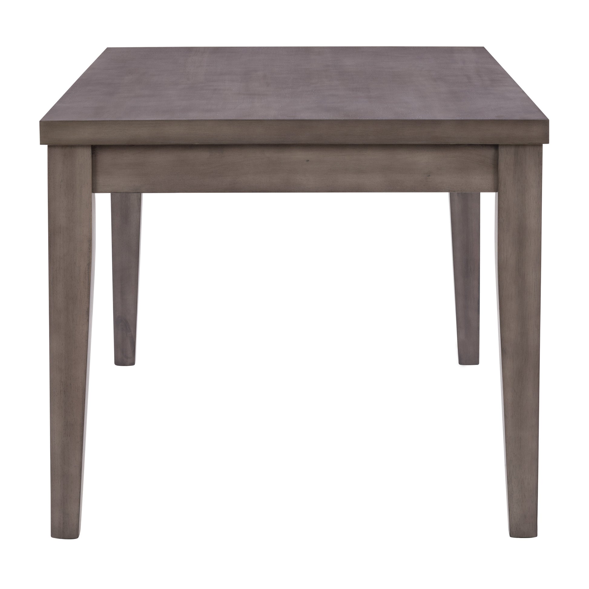 Modern wooden dining table with sleek, dark walnut finish, featuring a rectangular top and sturdy, minimalist black metal legs, perfect for contemporary dining rooms and kitchen spaces.