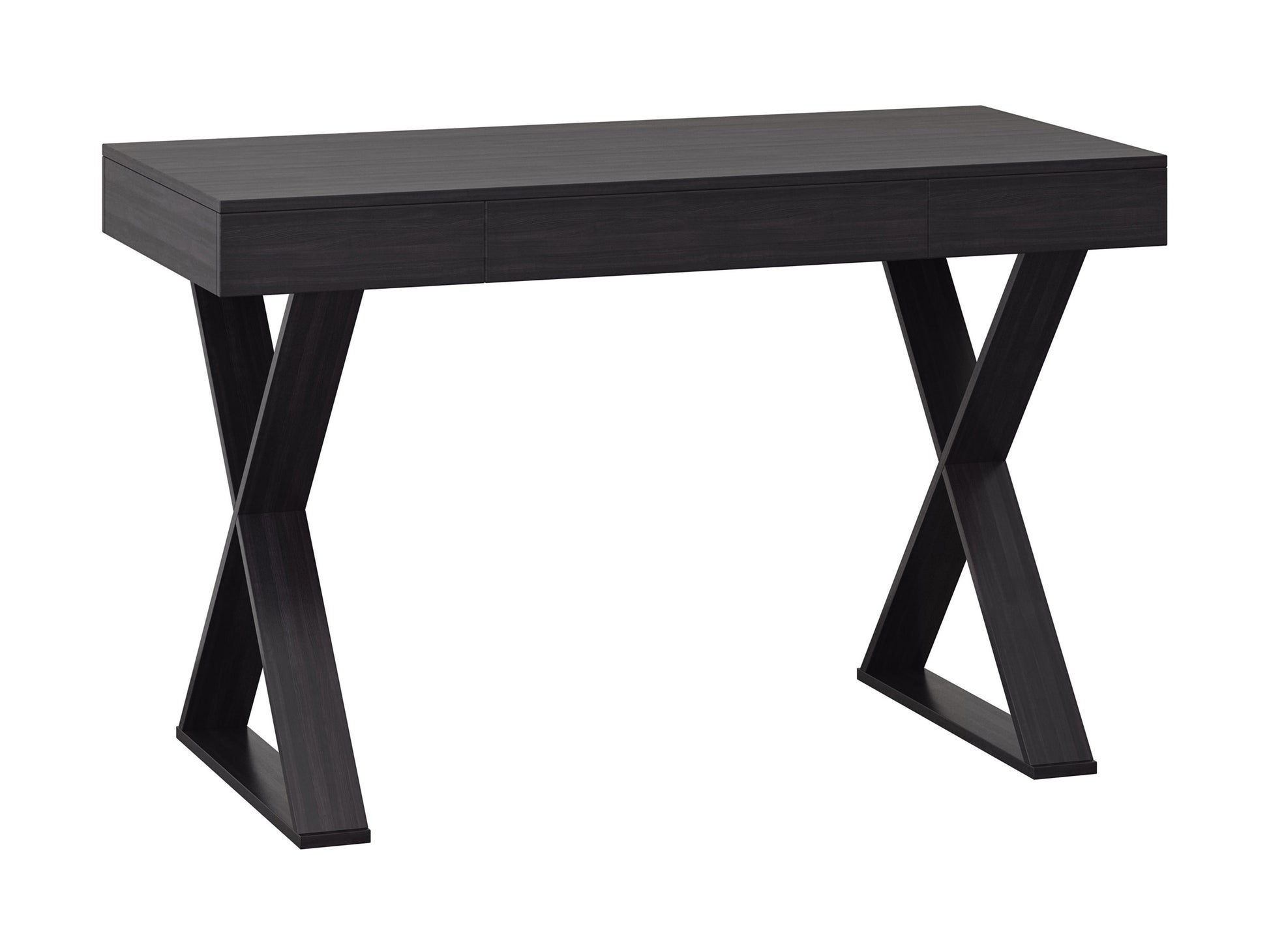 Rustic farmhouse desk with a natural wood finish, sturdy black metal legs, and a spacious rectangular tabletop. Ideal for home office or study, blending vintage charm with modern industrial design.