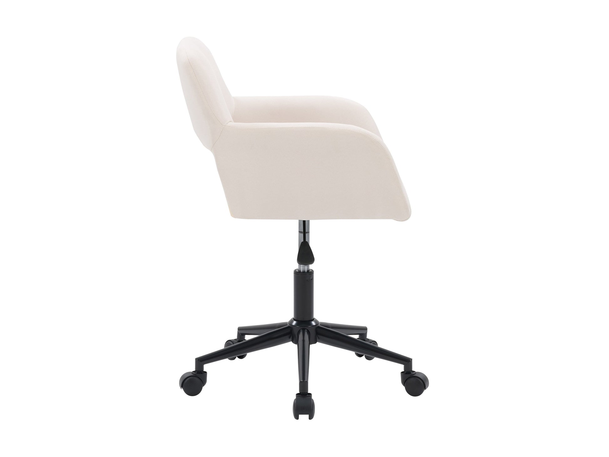 Alt Tag: Off-white task chair with open back, ergonomic design, cushioned seat, and adjustable height, perfect for office use.