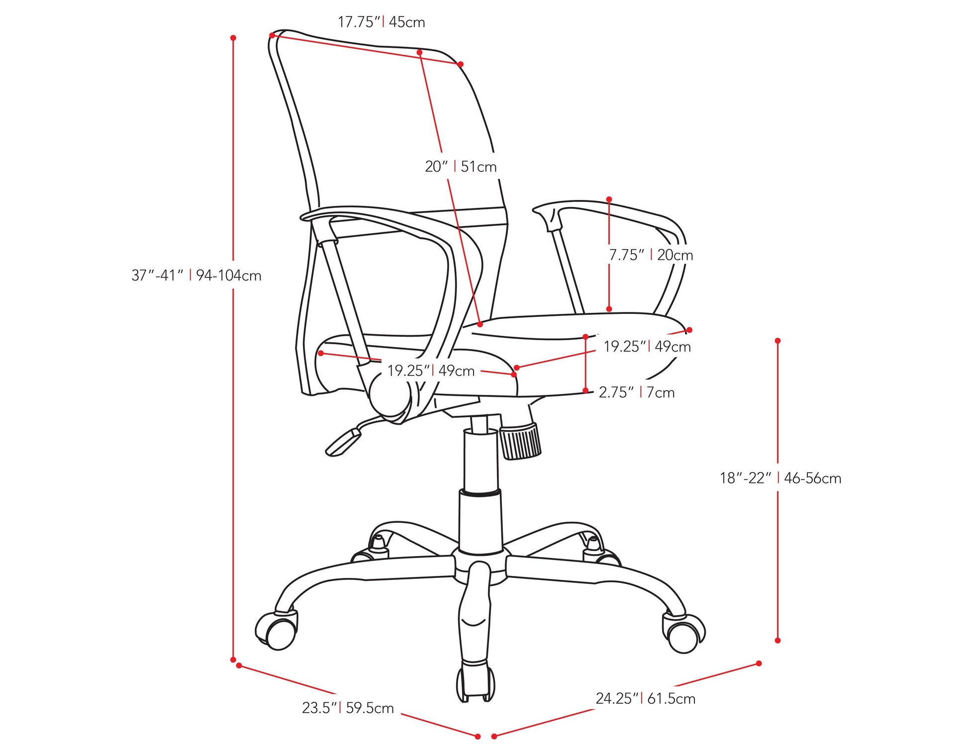 Orange fabric office chair with ergonomic design, padded seat, and adjustable height. Features a high backrest, black armrests, and a sturdy metal base with smooth-rolling casters for easy mobility.
