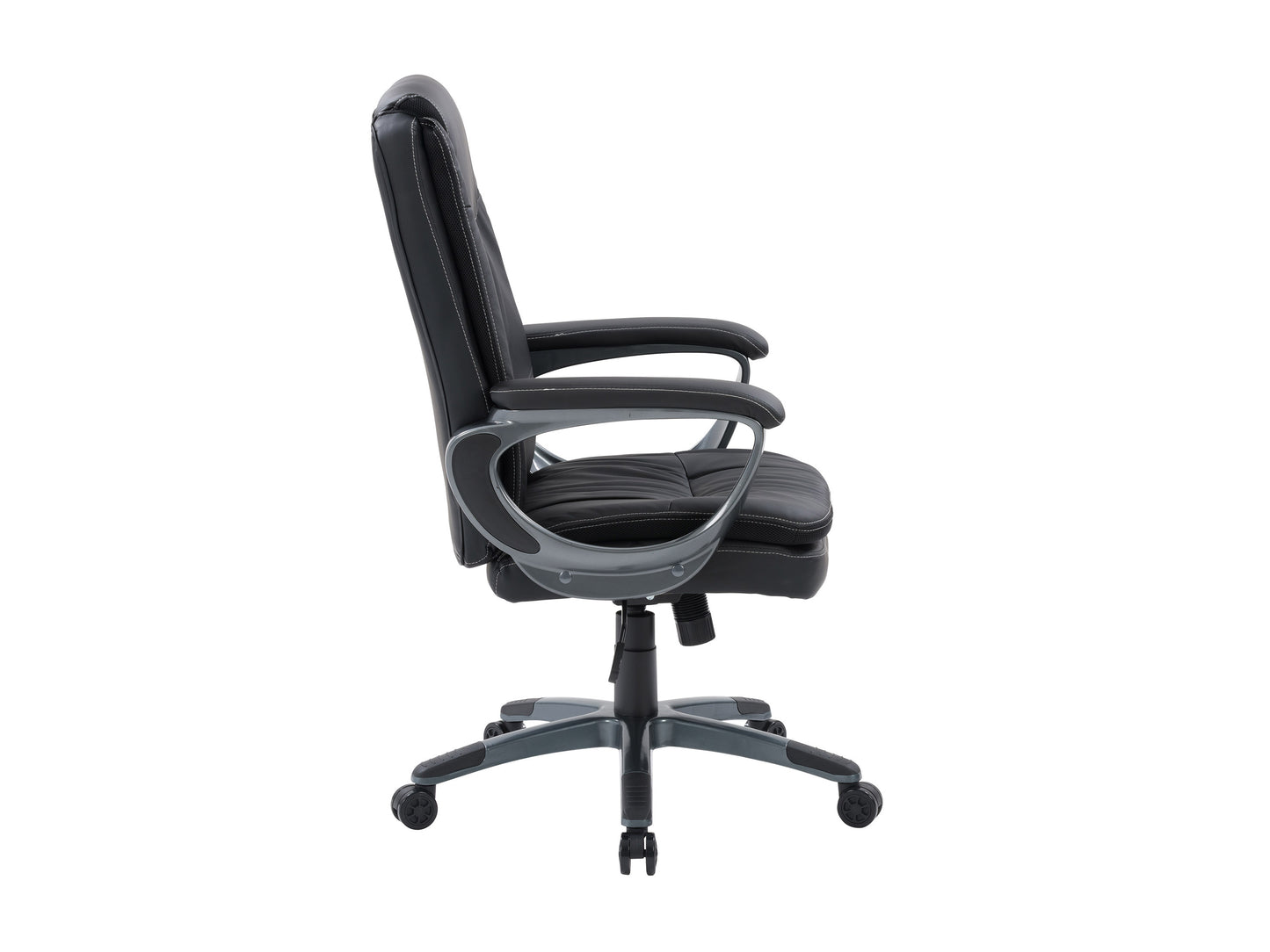 Cream office chair with padded seat and backrest, featuring sleek chrome armrests and base, adjustable height, and swivel functionality. Ideal for modern home offices or professional workspaces.