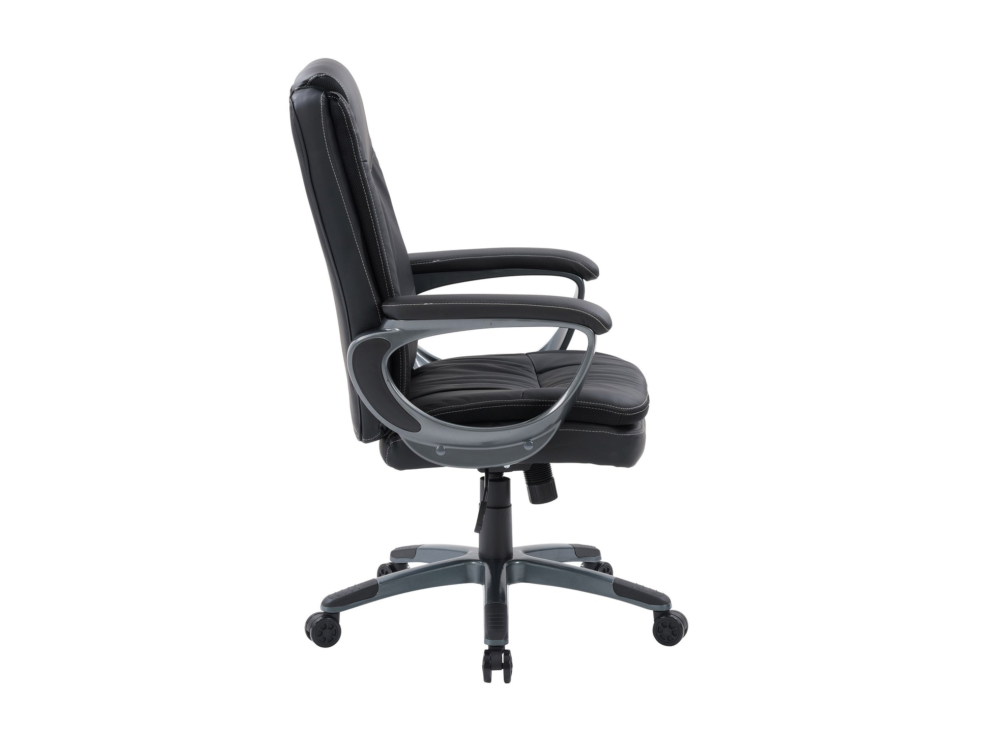 Cream office chair with padded seat and backrest, featuring sleek chrome armrests and base, adjustable height, and swivel functionality. Ideal for modern home offices or professional workspaces.