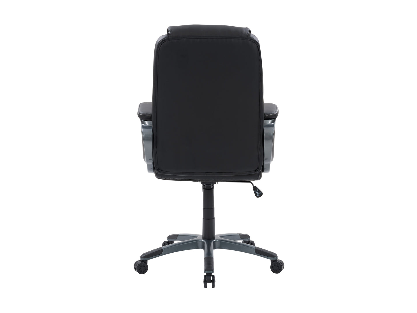 Cream office chair with cushioned seat and backrest, chrome base, and adjustable height lever. Features ergonomic design, smooth leather upholstery, and 360-degree swivel for home or office use.