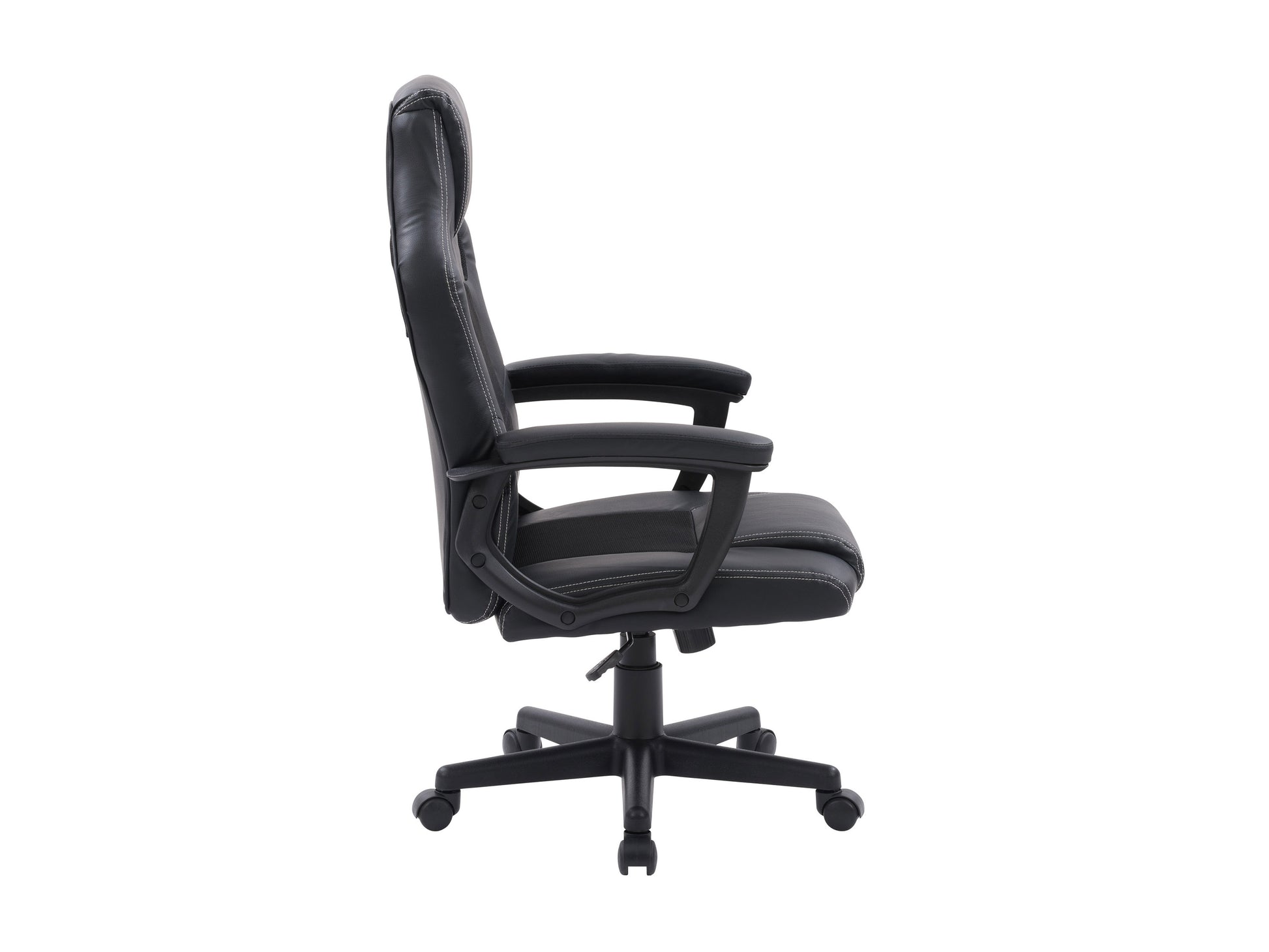 Reclining gaming chair in black and red faux leather with ergonomic design, high backrest, adjustable armrests, built-in lumbar support, and a retractable footrest. Ideal for gamers seeking comfort and style.
