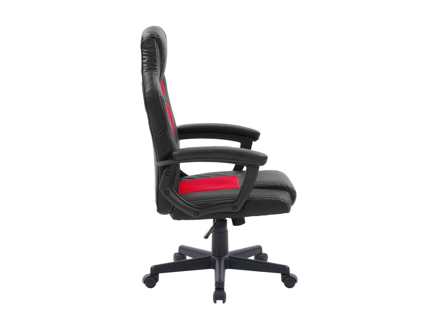Black and white reclining gaming chair with ergonomic design, padded armrests, adjustable headrest, and lumbar support; features high-density foam, leather upholstery, and a sleek, modern style perfect for gamers.