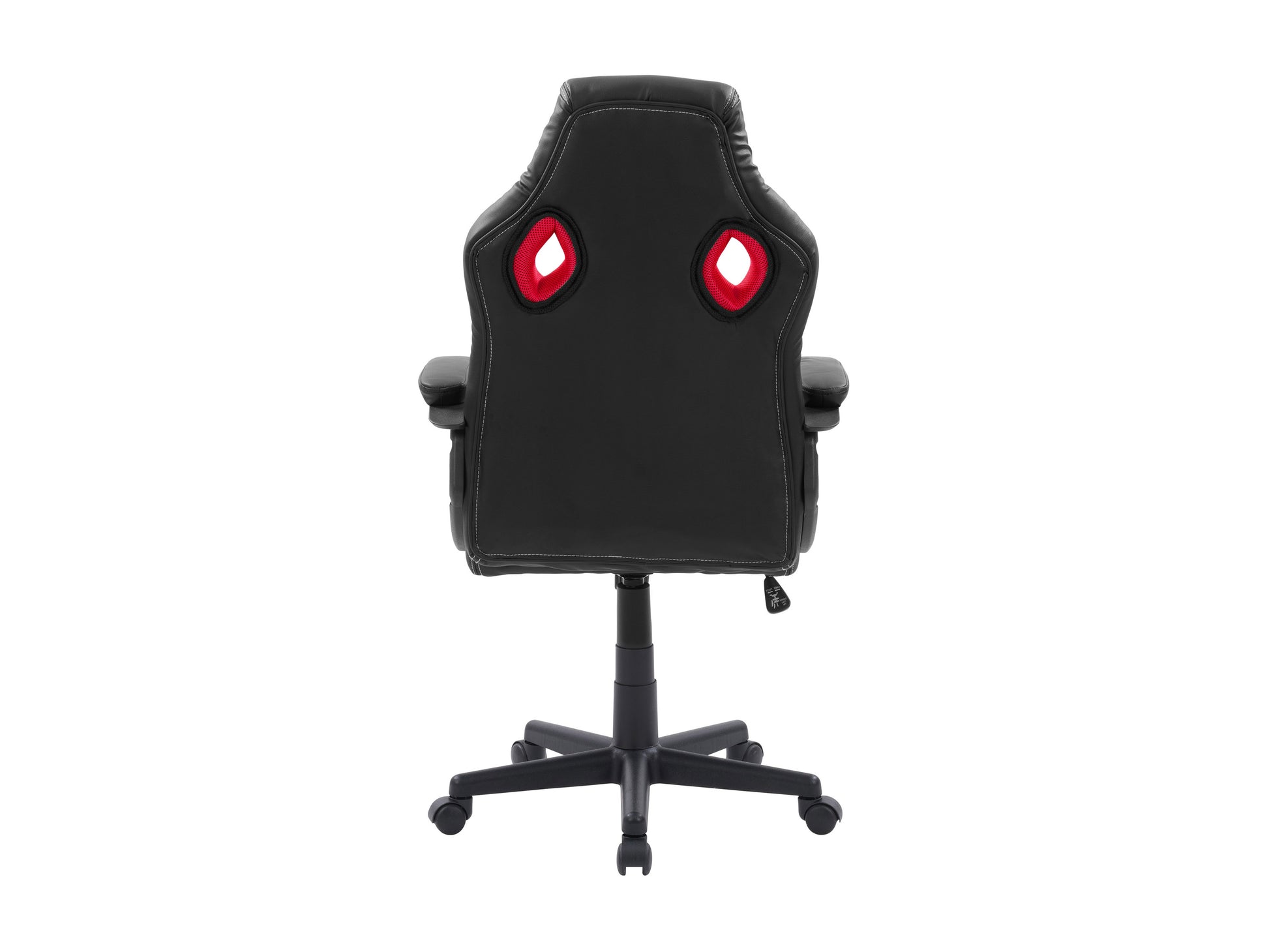 Black and red reclining gaming chair with ergonomic design, padded armrests, lumbar support, adjustable headrest, and smooth leather upholstery, perfect for gamers seeking comfort and style.