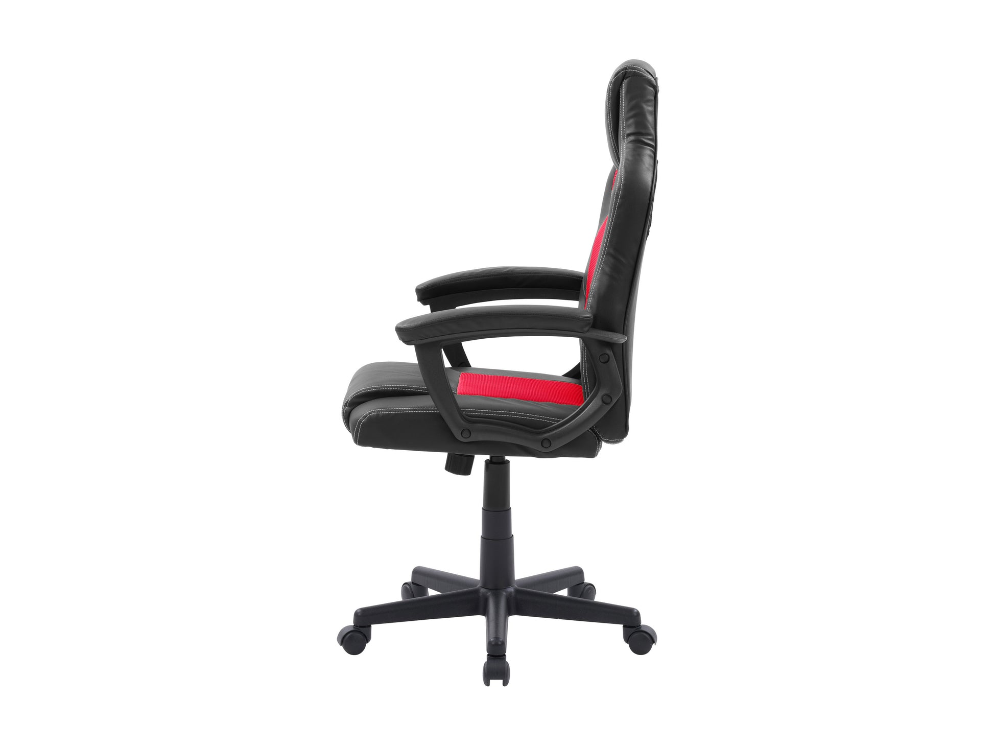 Black and red reclining gaming chair with ergonomic design, adjustable headrest, lumbar support, and smooth PU leather upholstery, ideal for gamers seeking comfort and style.