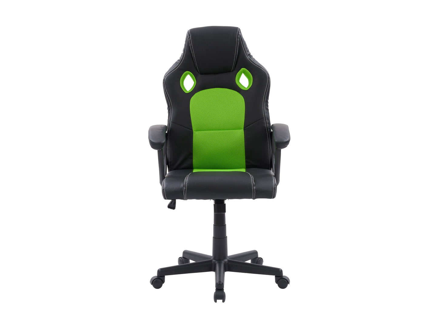 Black and red reclining gaming chair with ergonomic design, padded armrests, adjustable headrest, and lumbar support. Features breathable mesh fabric, sturdy metal frame, and smooth-rolling casters for optimal comfort and mobility.