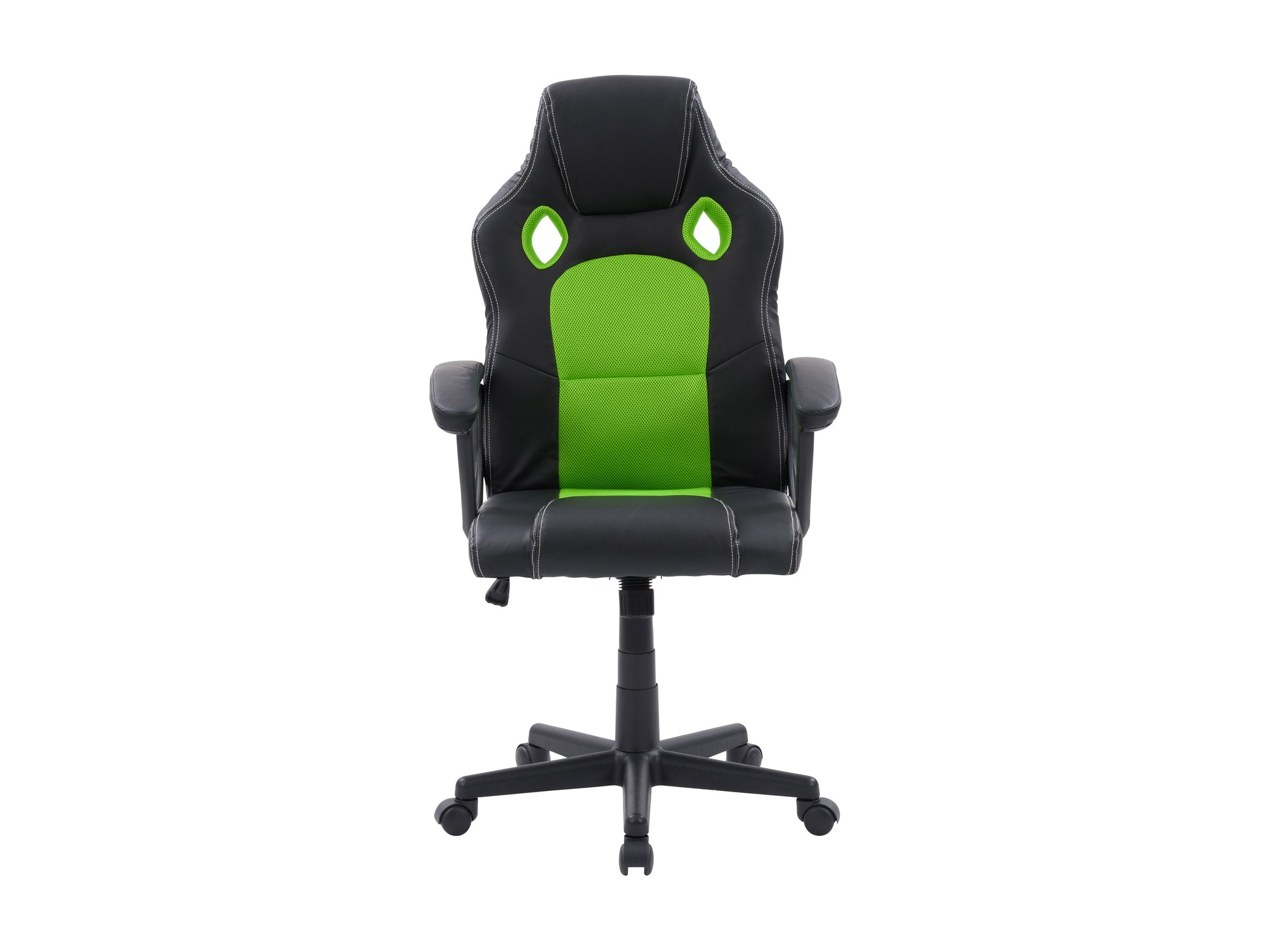 Black and red reclining gaming chair with ergonomic design, padded armrests, adjustable headrest, and lumbar support. Features breathable mesh fabric, sturdy metal frame, and smooth-rolling casters for optimal comfort and mobility.