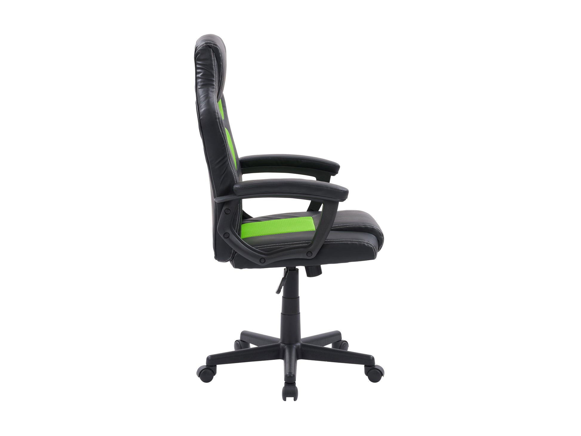 Black and red reclining gaming chair with ergonomic design, padded armrests, adjustable headrest, and lumbar support. Made with breathable leather and mesh fabric for comfort during long gaming sessions.