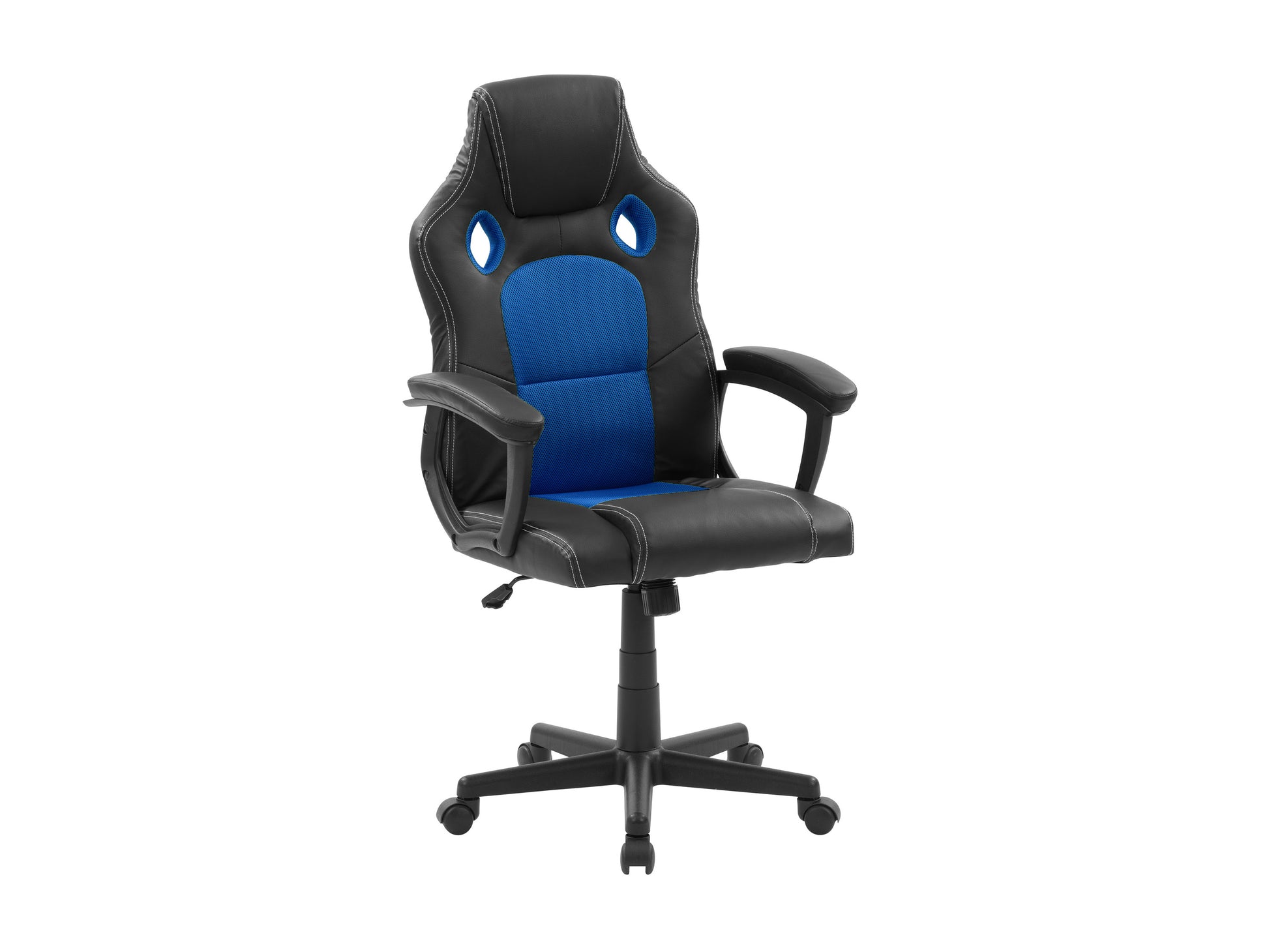 Black and red reclining gaming chair with ergonomic design, padded armrests, high backrest, and adjustable headrest. Made with breathable mesh and faux leather for ultimate comfort and durability. Ideal for gamers.