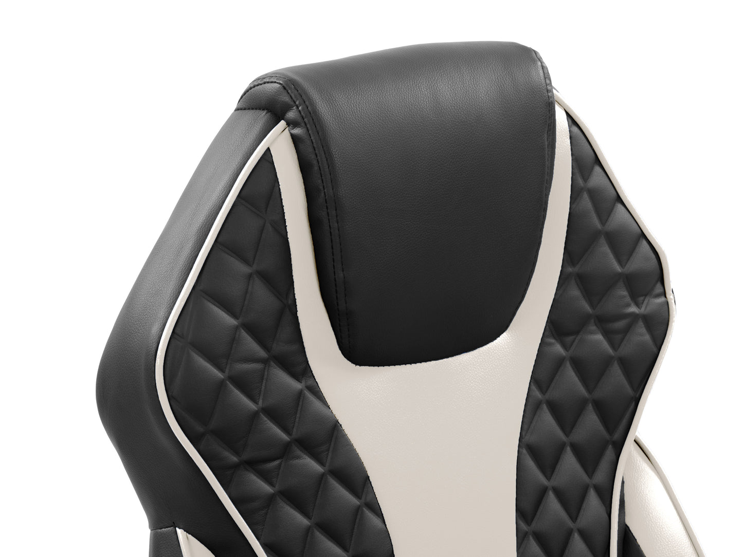 Ergonomic gaming chair with black and red faux leather, high backrest, adjustable armrests, lumbar support, and smooth-rolling casters.
