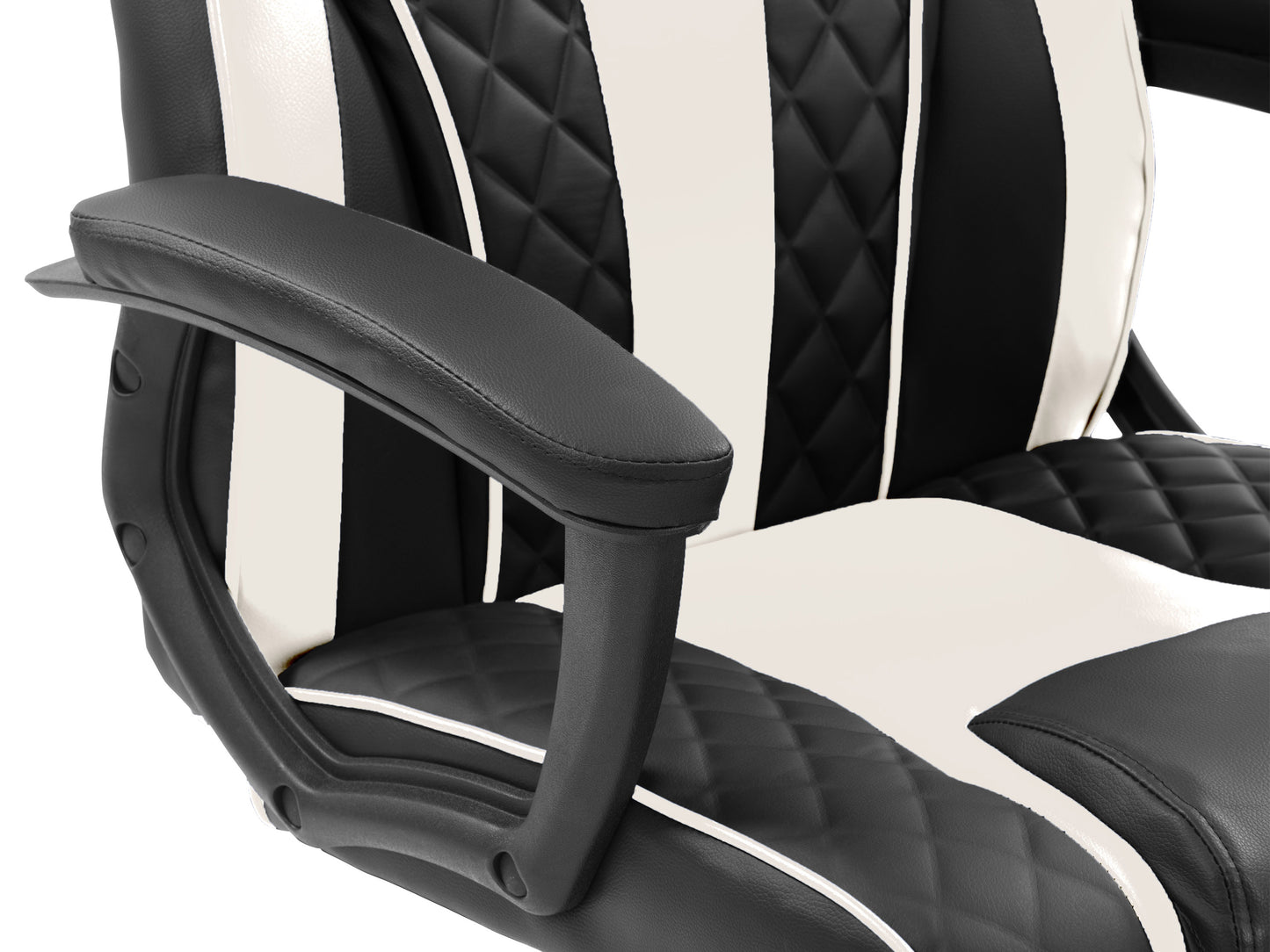 Ergonomic gaming chair in black and red leather with adjustable armrests, lumbar support, and high backrest, featuring a sleek design and durable materials for enhanced comfort during long gaming sessions.