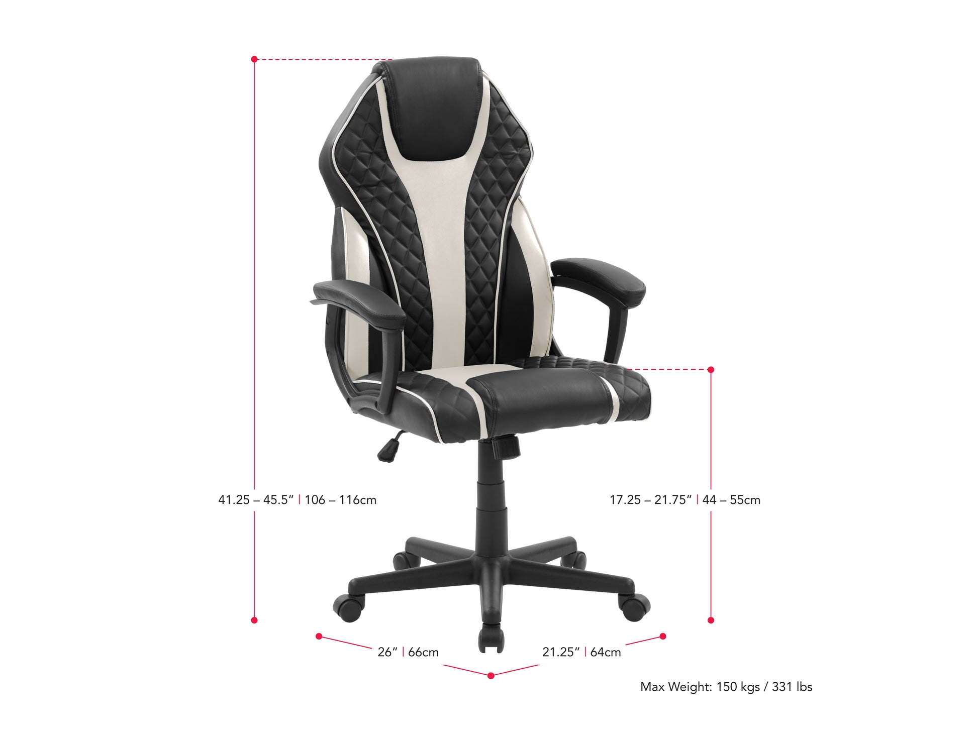 Black ergonomic gaming chair with red accents, high backrest, adjustable armrests, lumbar support cushion, and breathable mesh material designed for comfort during long gaming sessions.