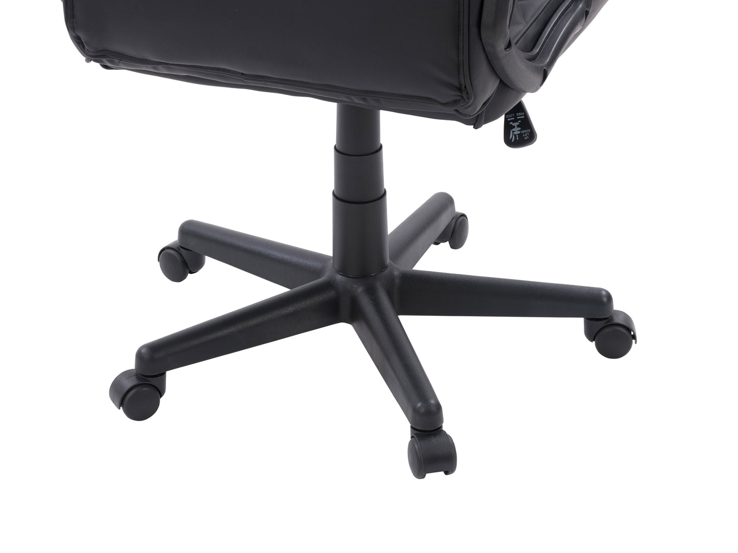 Black ergonomic gaming chair with red accents, high backrest, adjustable armrests, and lumbar support. Features breathable mesh fabric and cushioned seat, perfect for gamers seeking comfort and style.
